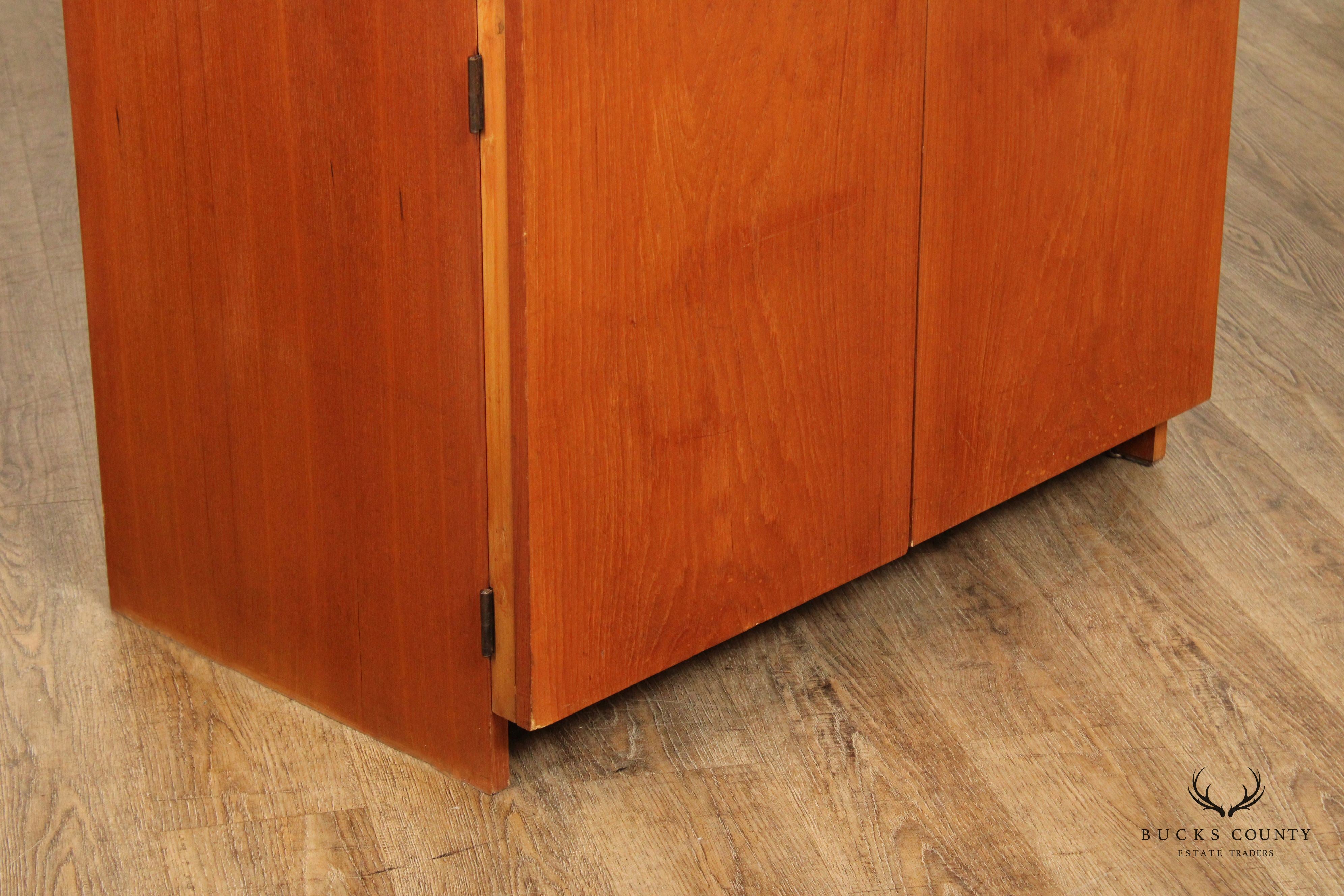 Danish Modern Vintage Teak Roll Top Bar Cabinet or Secretary Desk