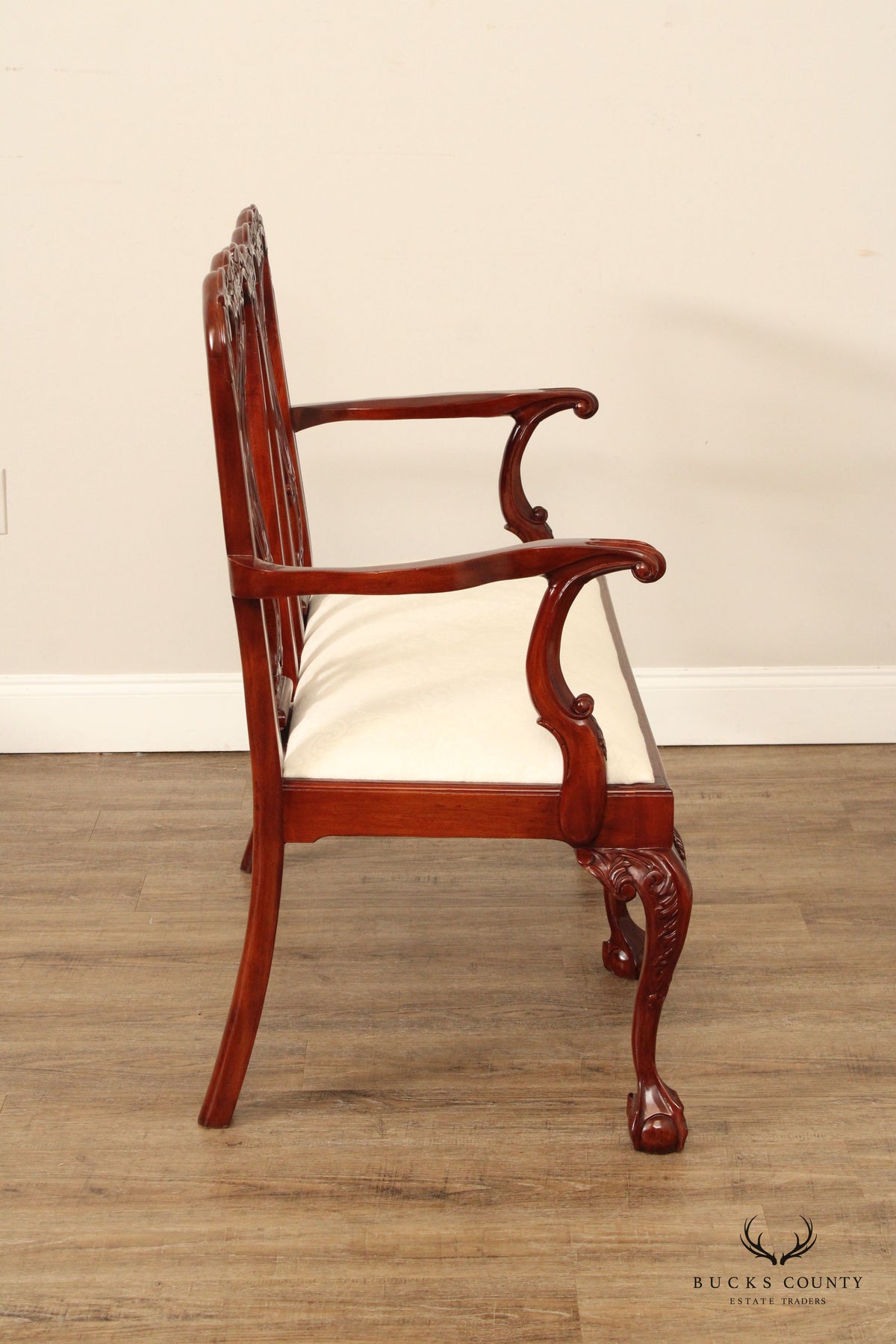 Georgian Style Carved Mahogany Double Bench