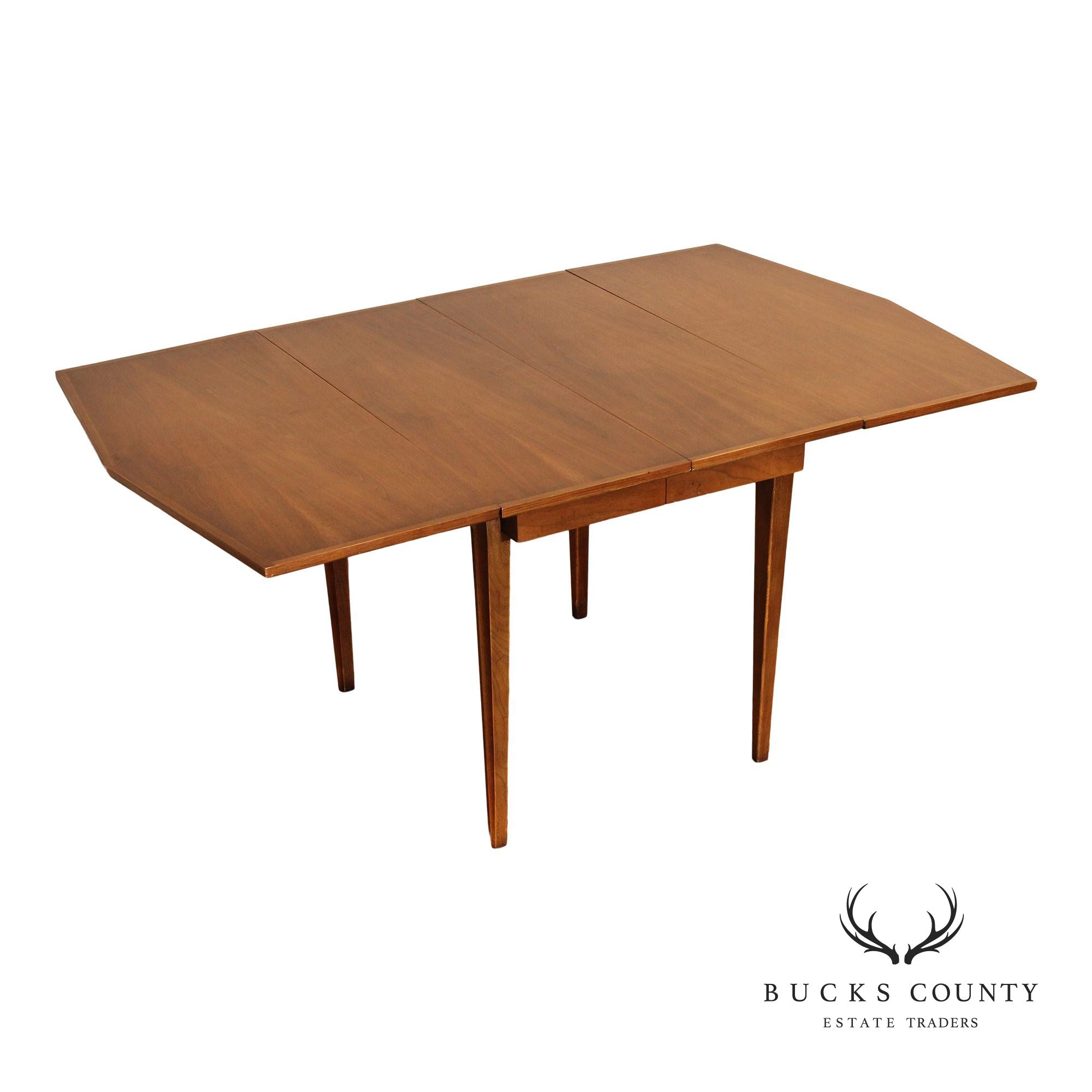 Mid Century Modern Walnut Extendable Drop Leaf Dining Table