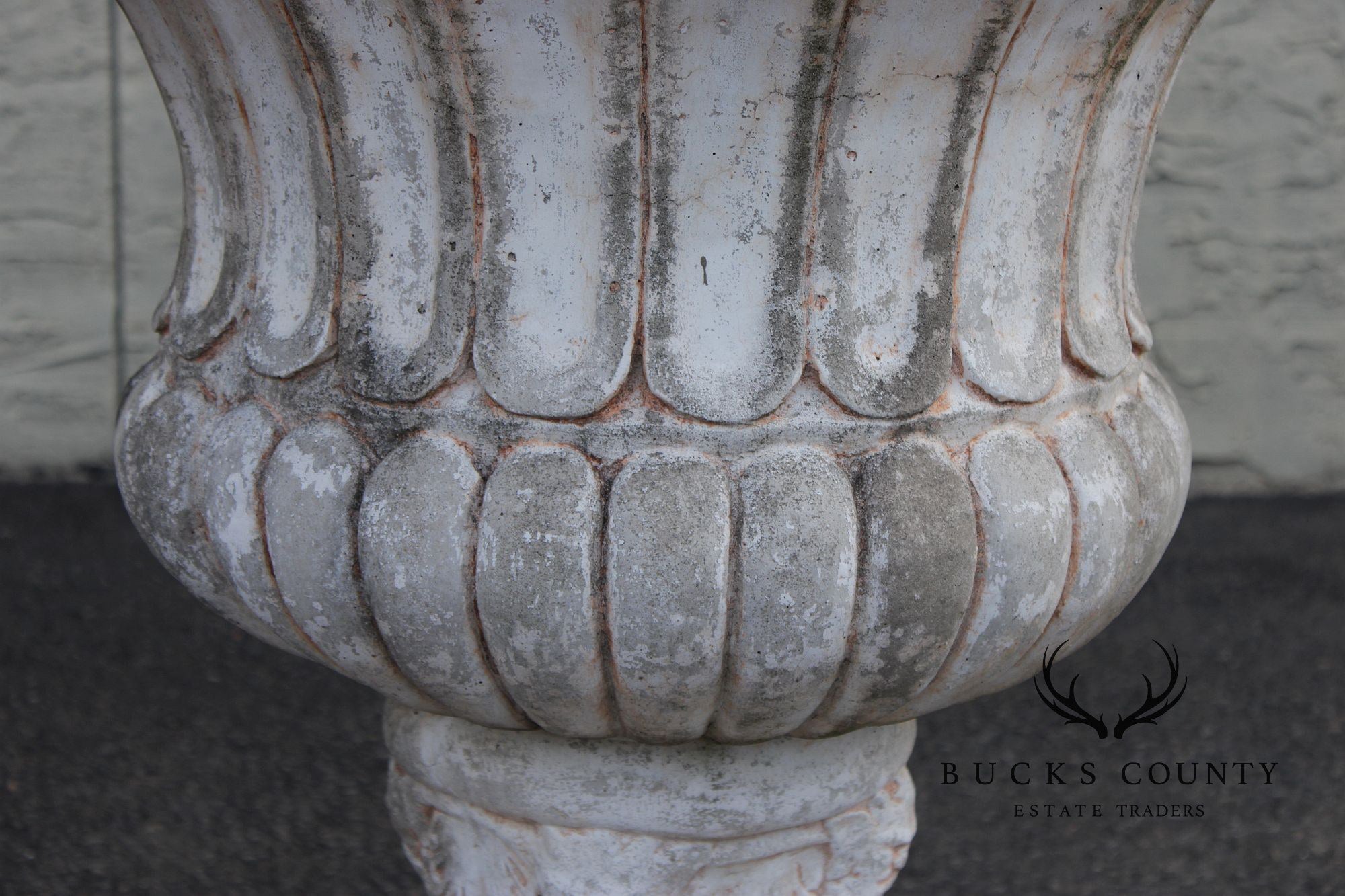 Classical Style Pair of Cast Stone Garden Urns