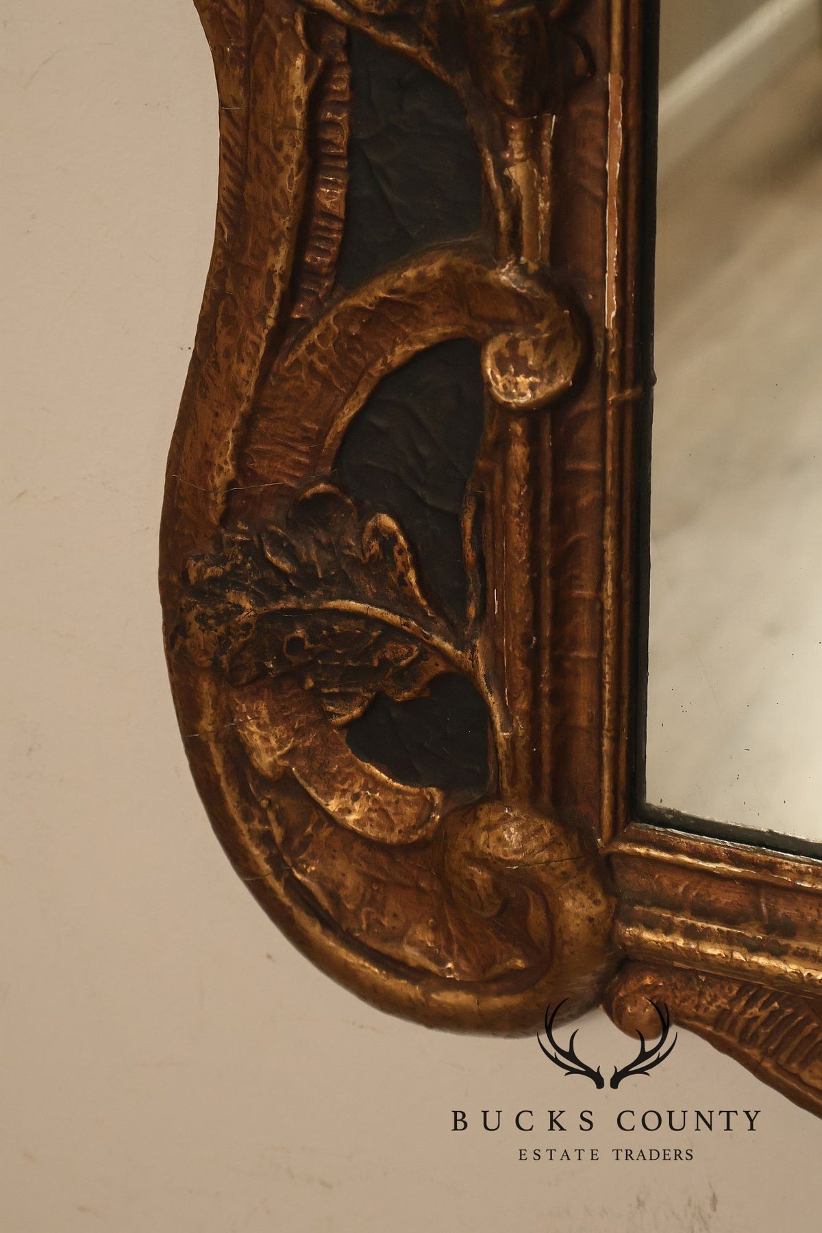 Antique Italian Baroque Style Relief Carved Mirror