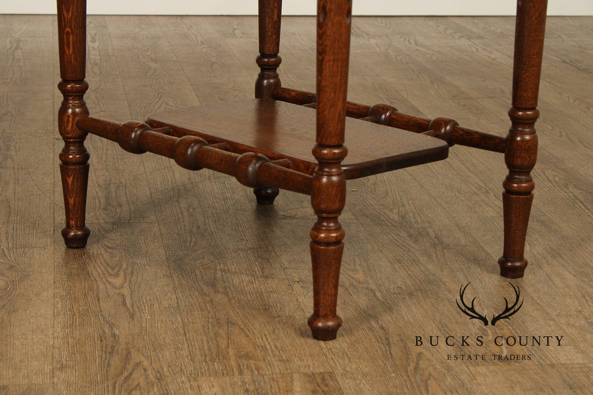 Antique Victorian Carved Oak End Table