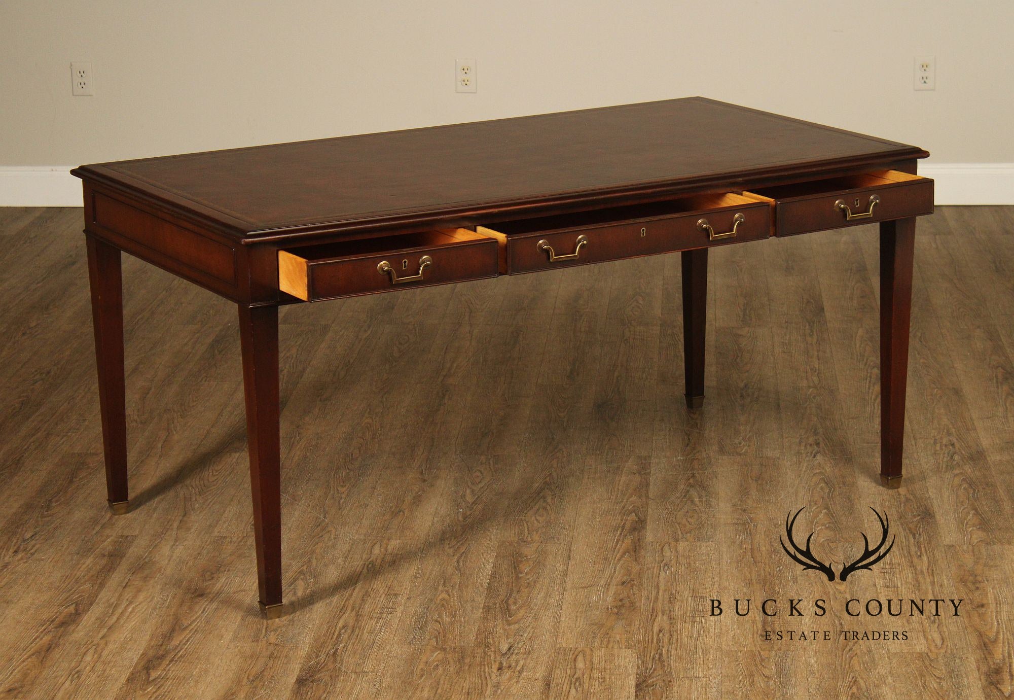 Regency Style Vintage Leather Top Mahogany Writing Desk