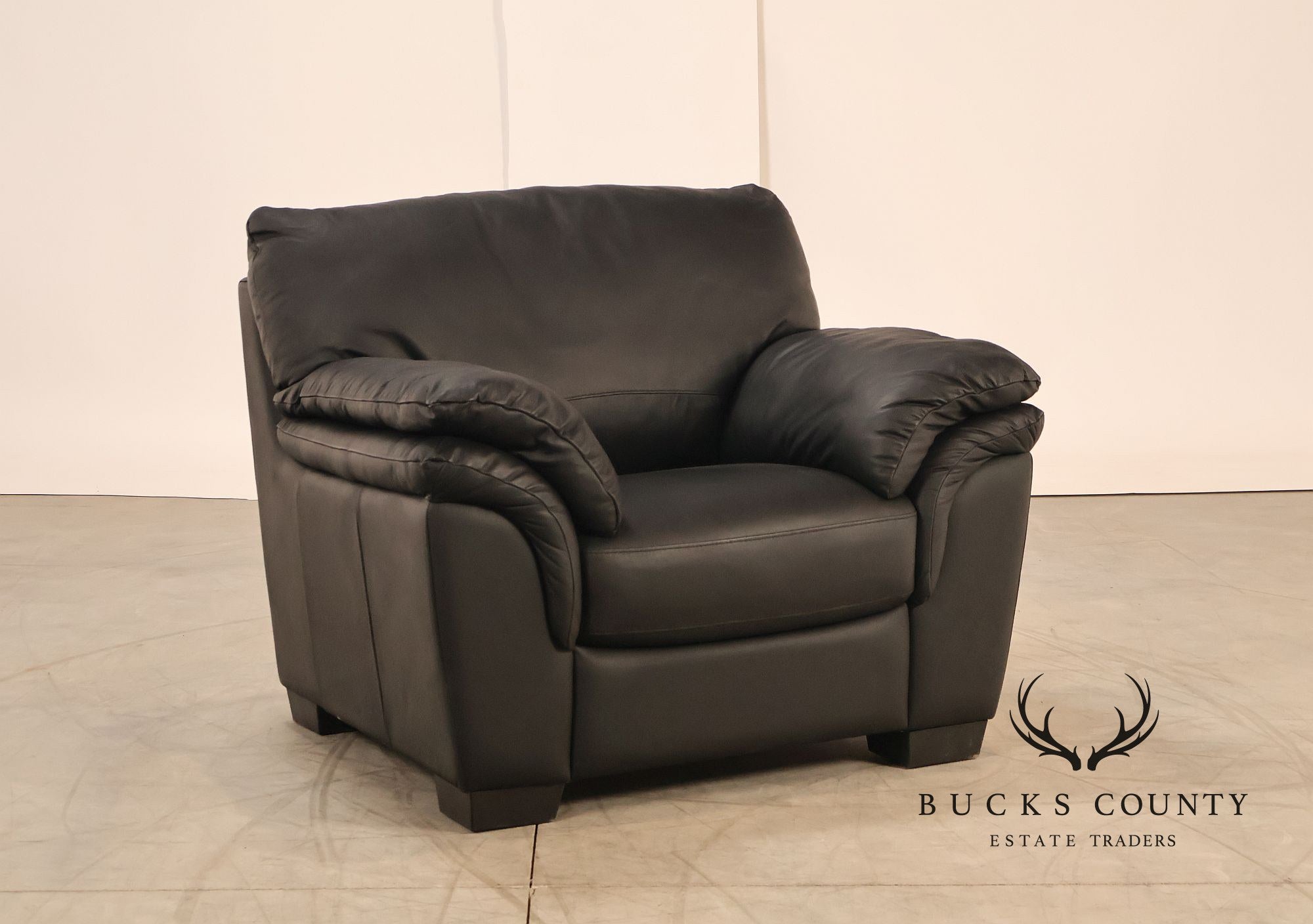 Italsofa Contemporary Black Leather Club Chair