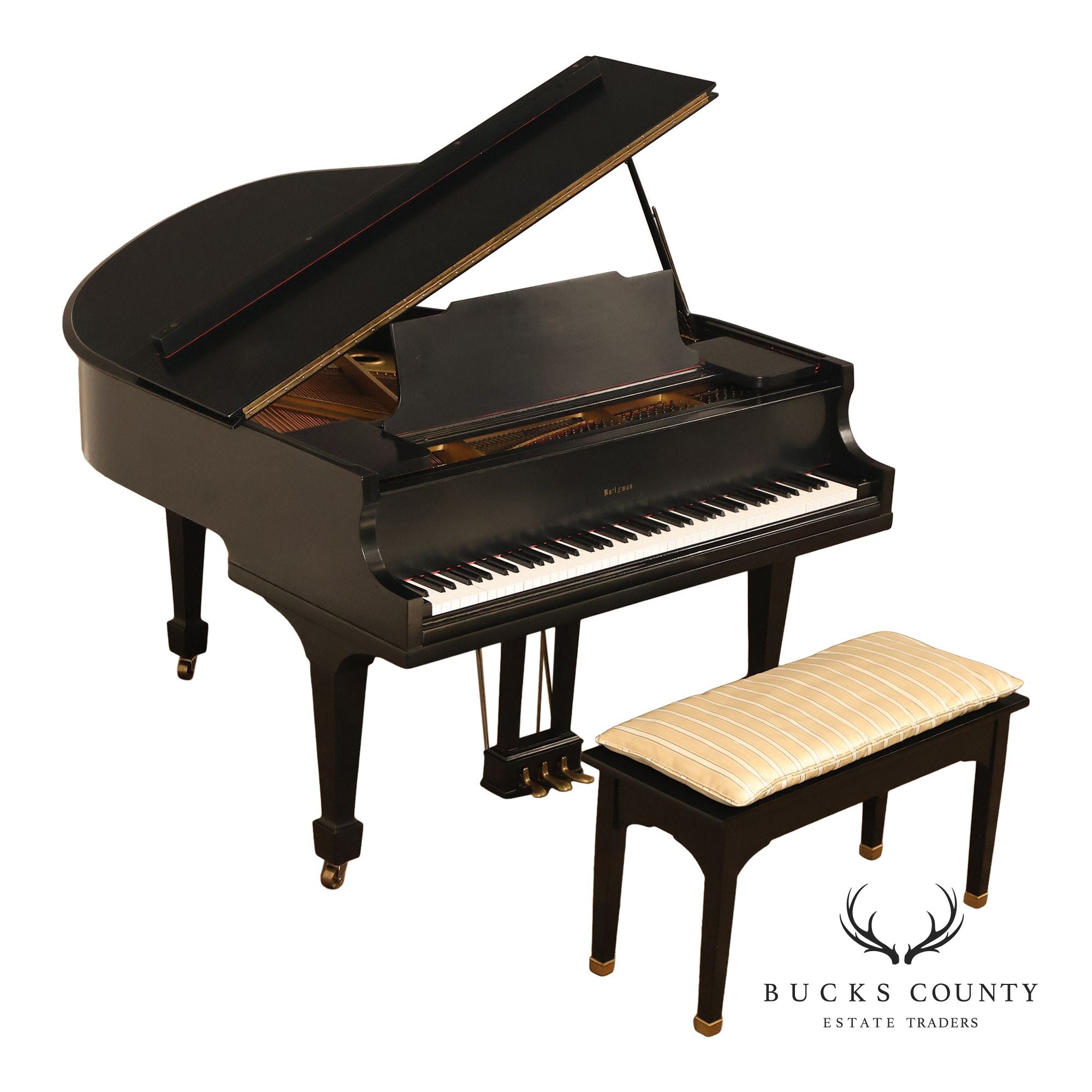 Kurtzman Ebonized Grand Piano And Duet Bench