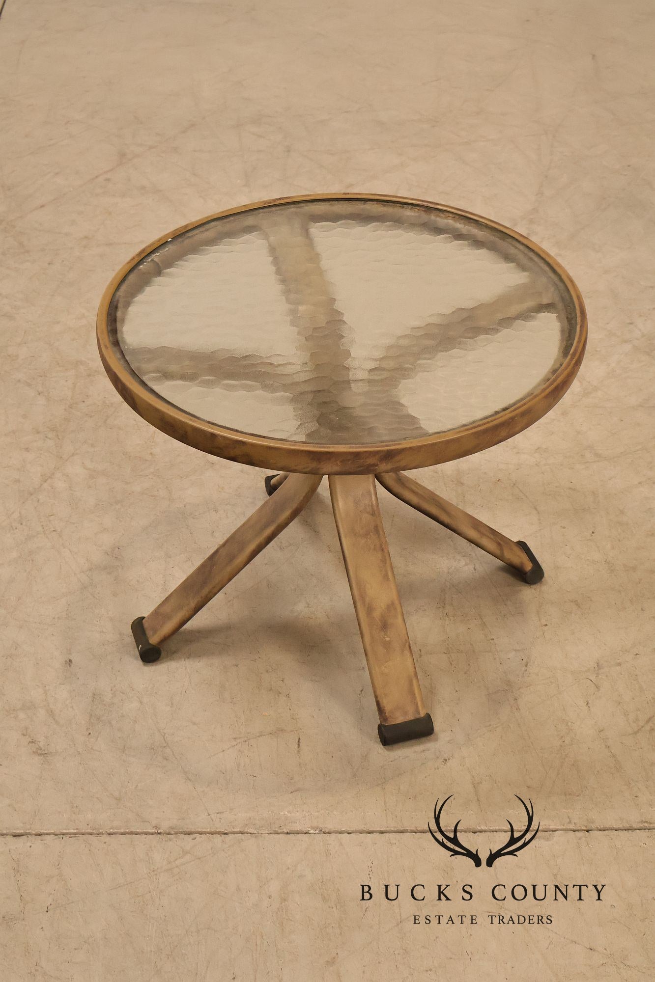 Brown Jordan Pair of Outdoor Round Glass Top Side Tables