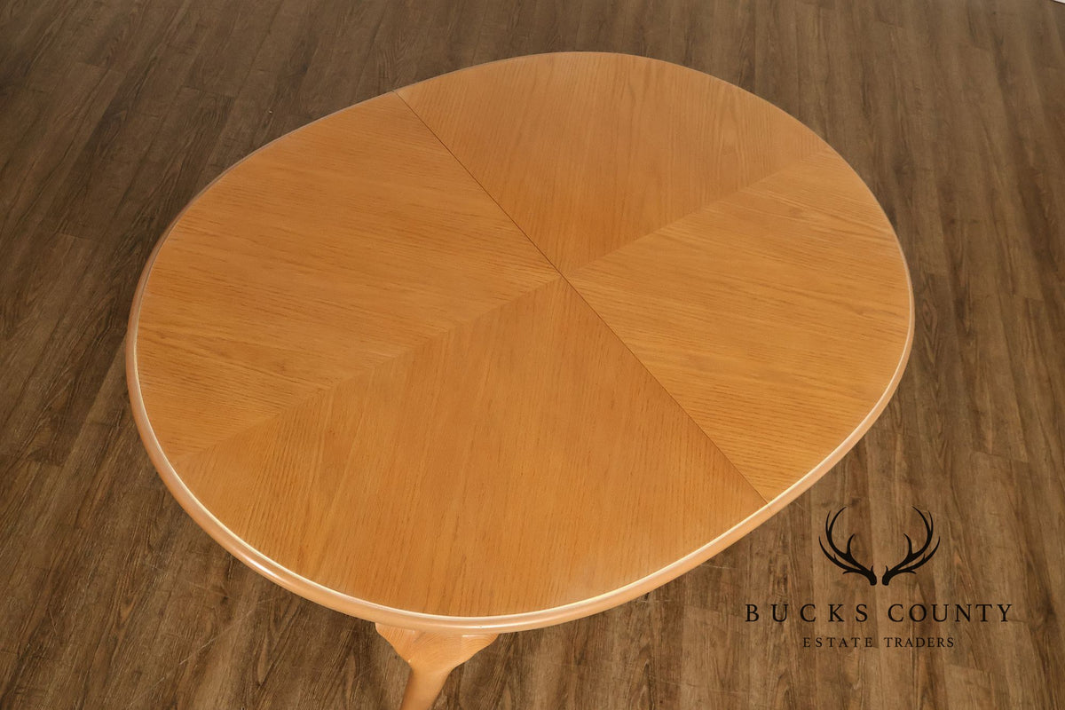 Vintage Hespeler Furniture Dining Table With Two Leaves And Six Dining Chairs