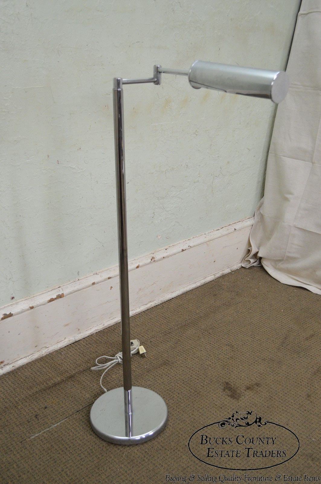 Nessen Studios Mid Century Modern 1960s Chrome Swing Arm Floor Lamp