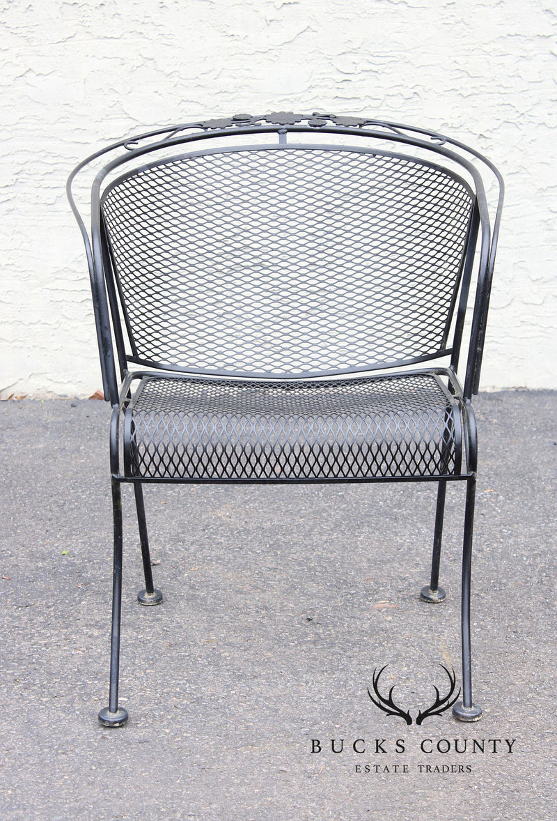 Vintage Wrought Iron Set of Five Outdoor Patio Dining Chairs