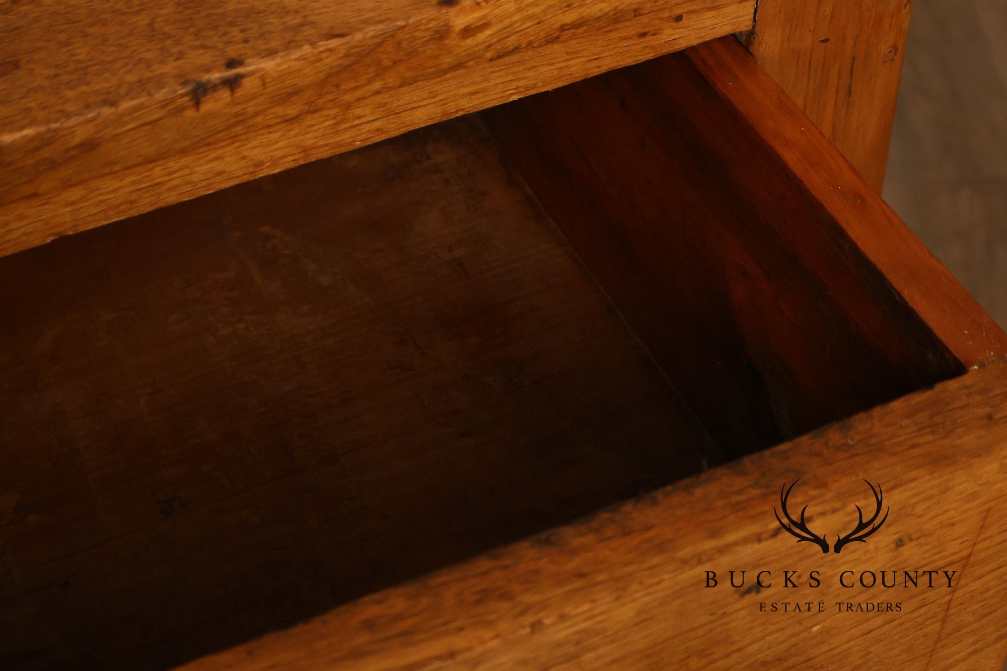 Antique Primitive Country Pine Three-Drawer Chest