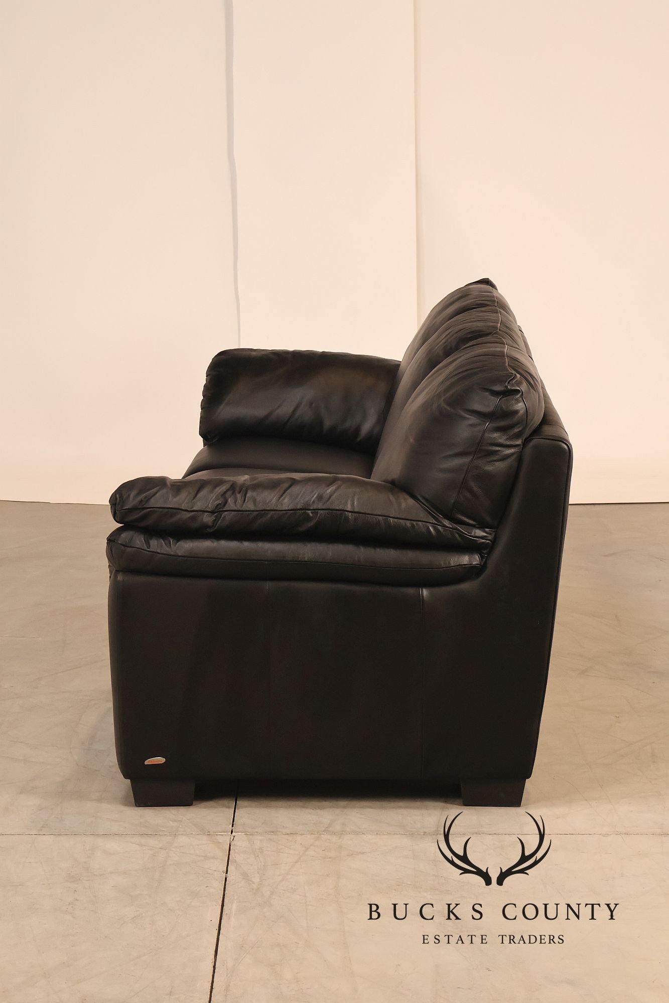 Italsofa Pair of Black Leather Sofas