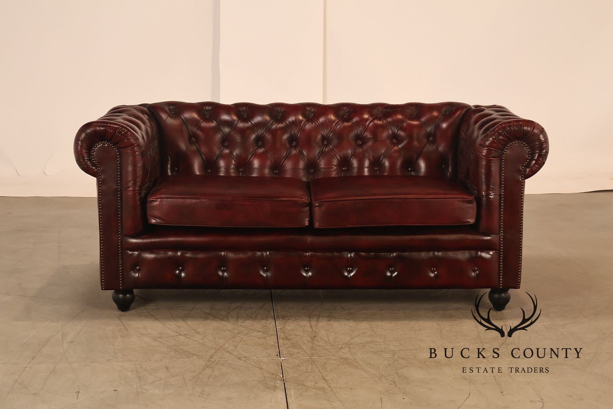 Chesterfield Style Oxford Red Tufted Leather Sofa