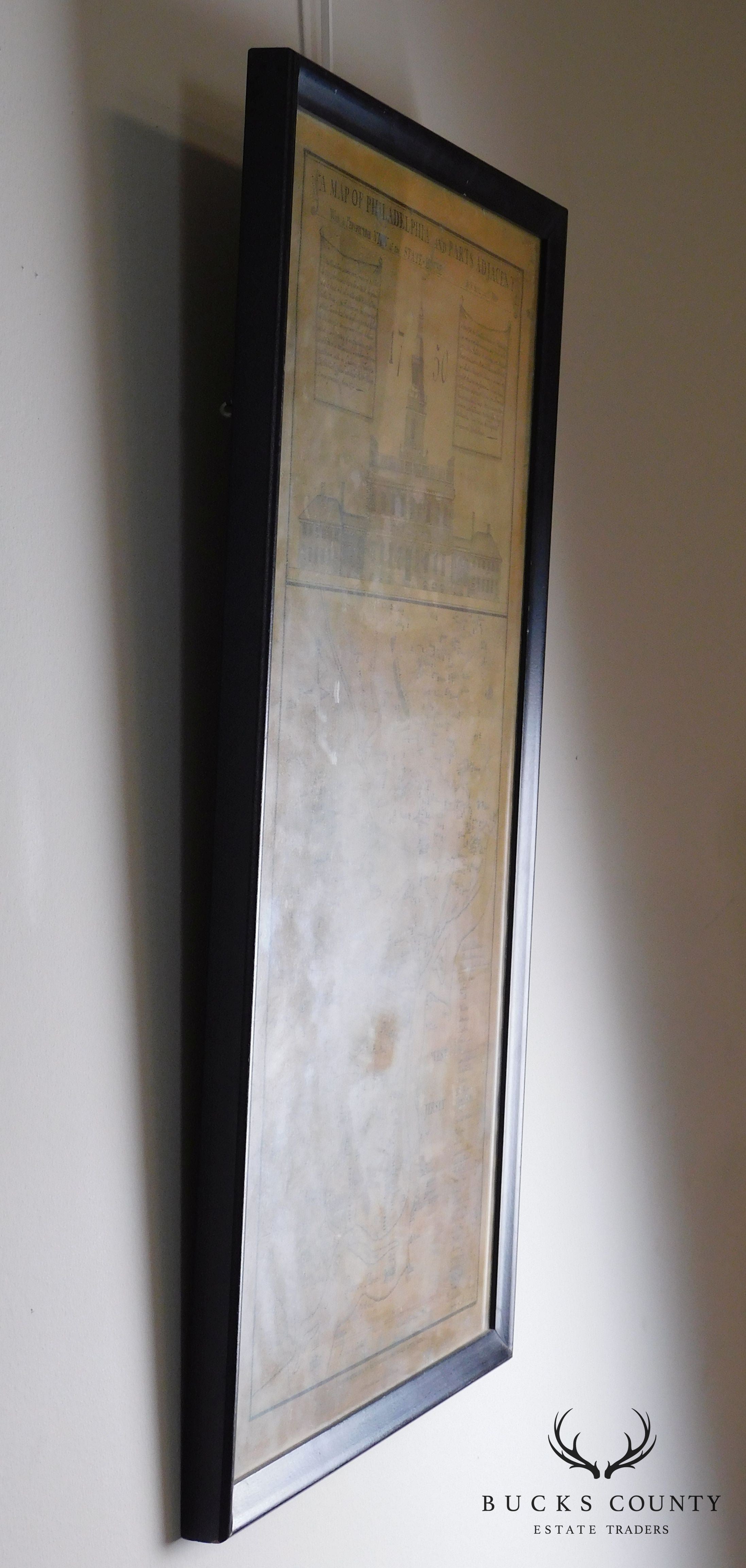 Antique 1750 Framed Map of Philadelphia and Parts Adjacent : David Lobach
