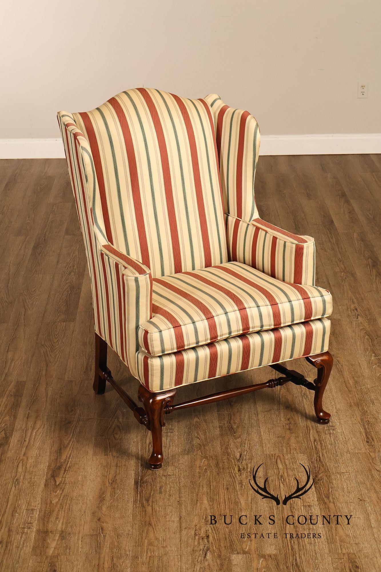 Gilliam Traditional Chippendale Style Pair Of Upholstered Wingback Armchairs