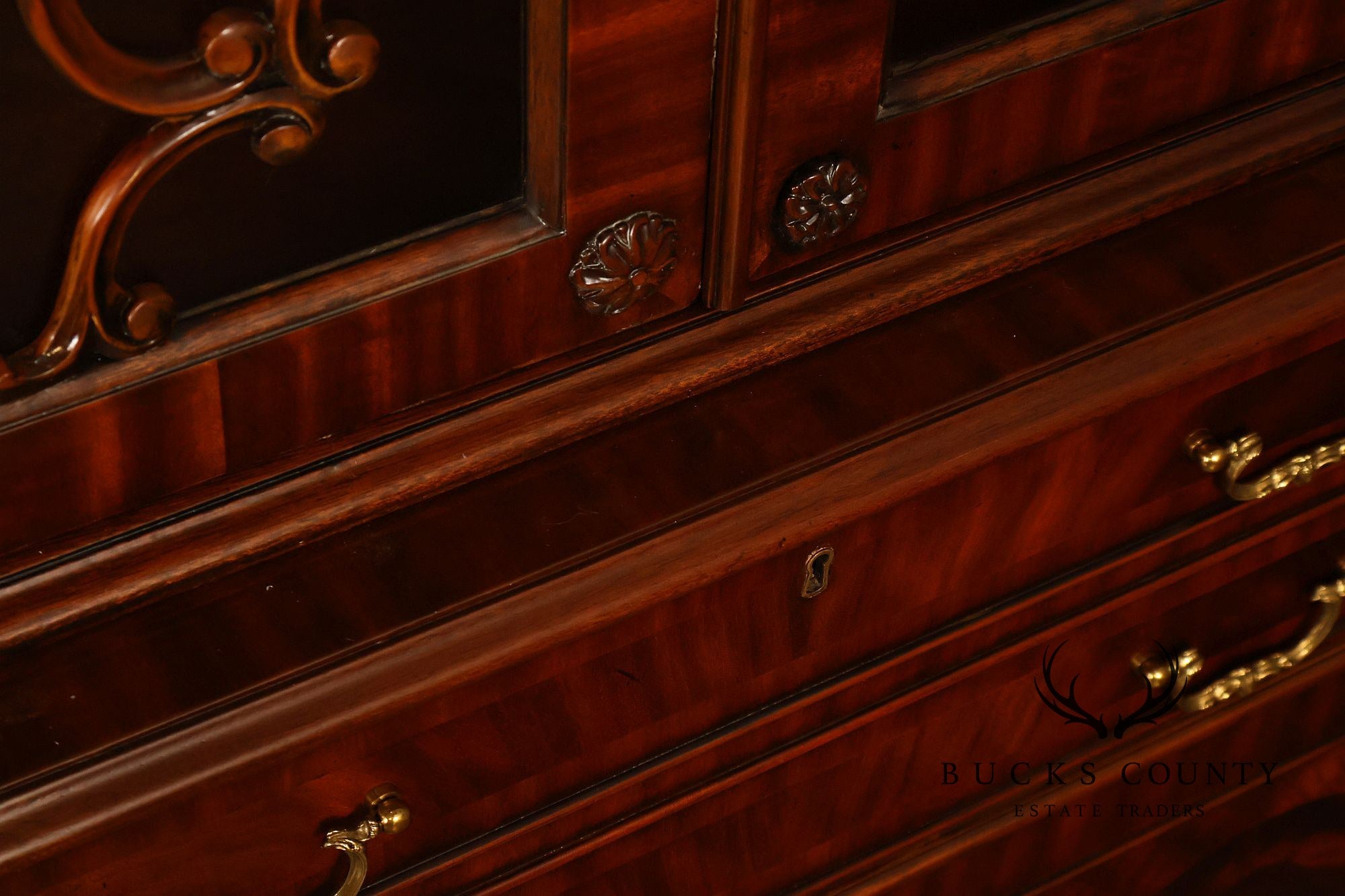 Maitland Smith Georgian Style Large Mahogany Breakfront Bookcase