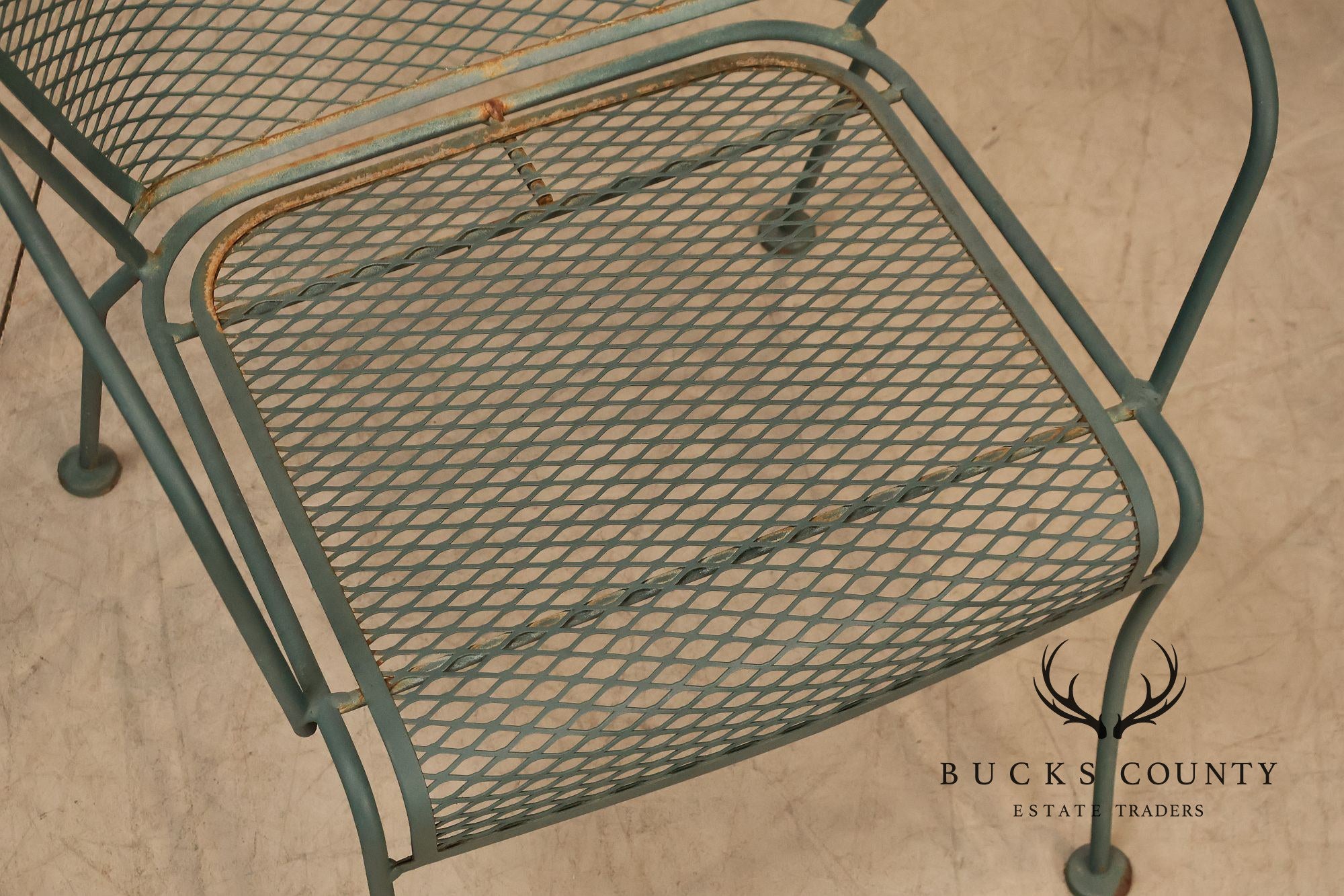 Wrought Iron Vintage Round Patio Table And Four Chairs Set