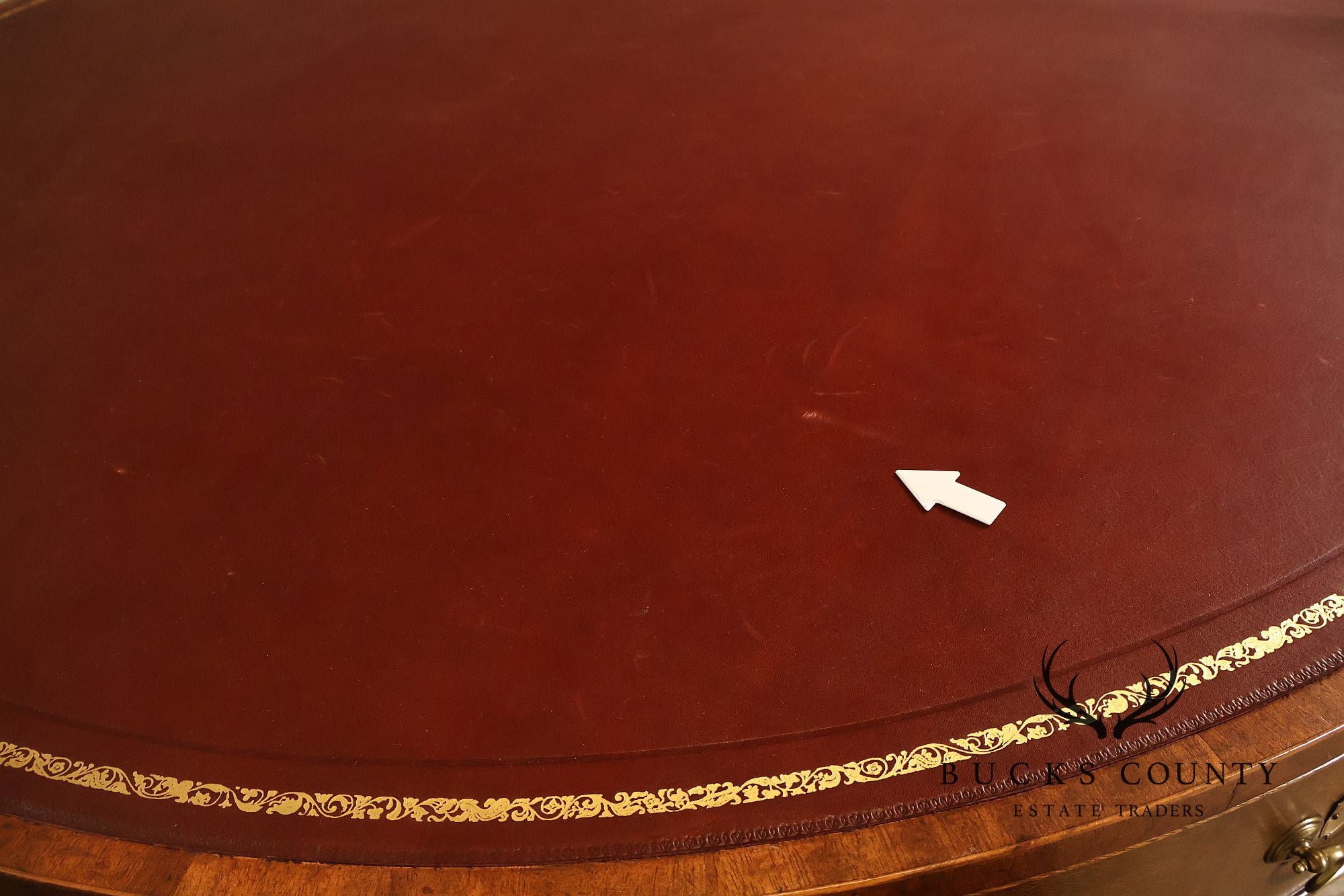 Kittinger Leather Top Round Rent Table With Drawers T295