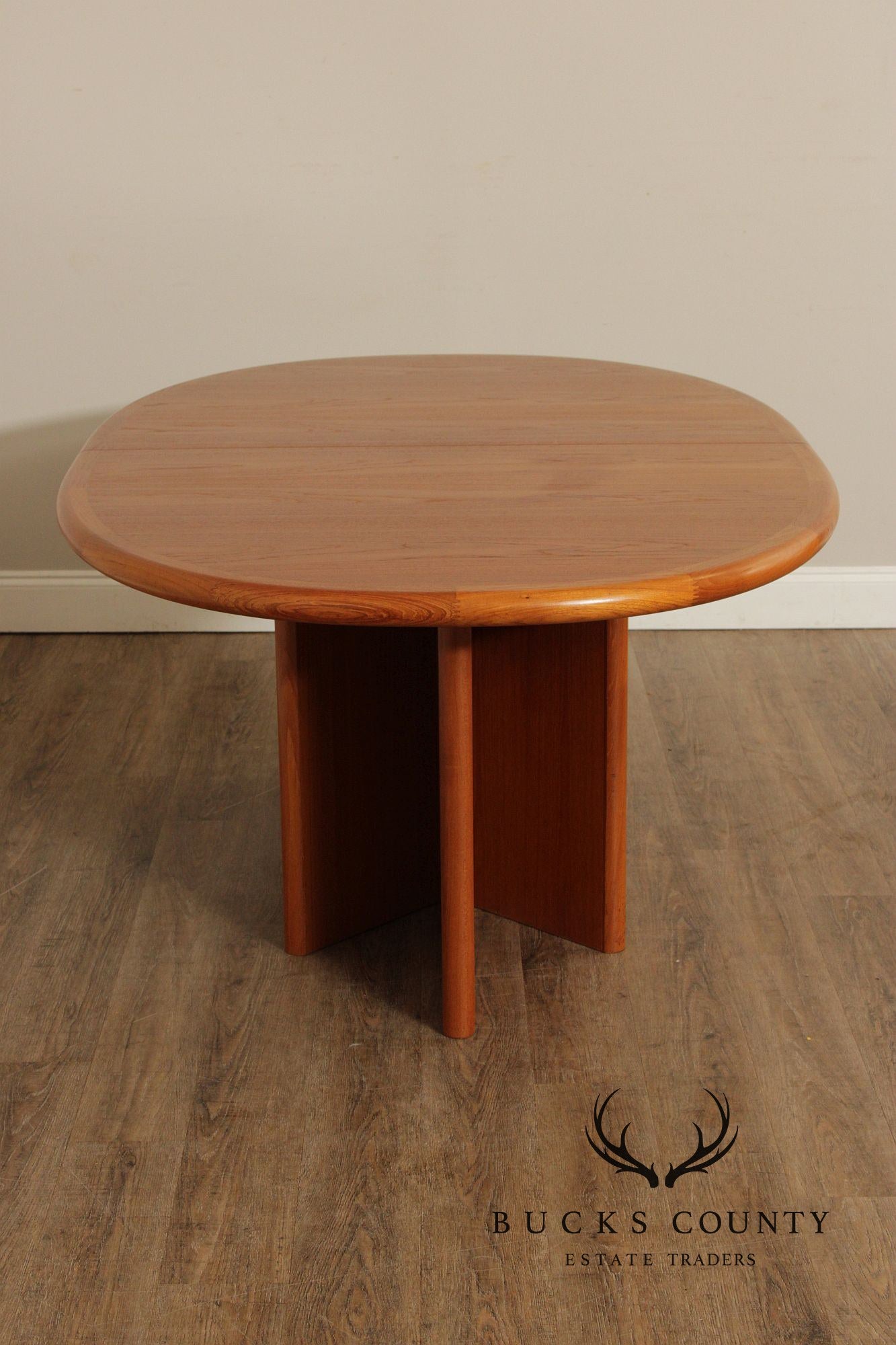 Ansager Møbler Danish Teak Pedestal Dining Table With Two Leaves