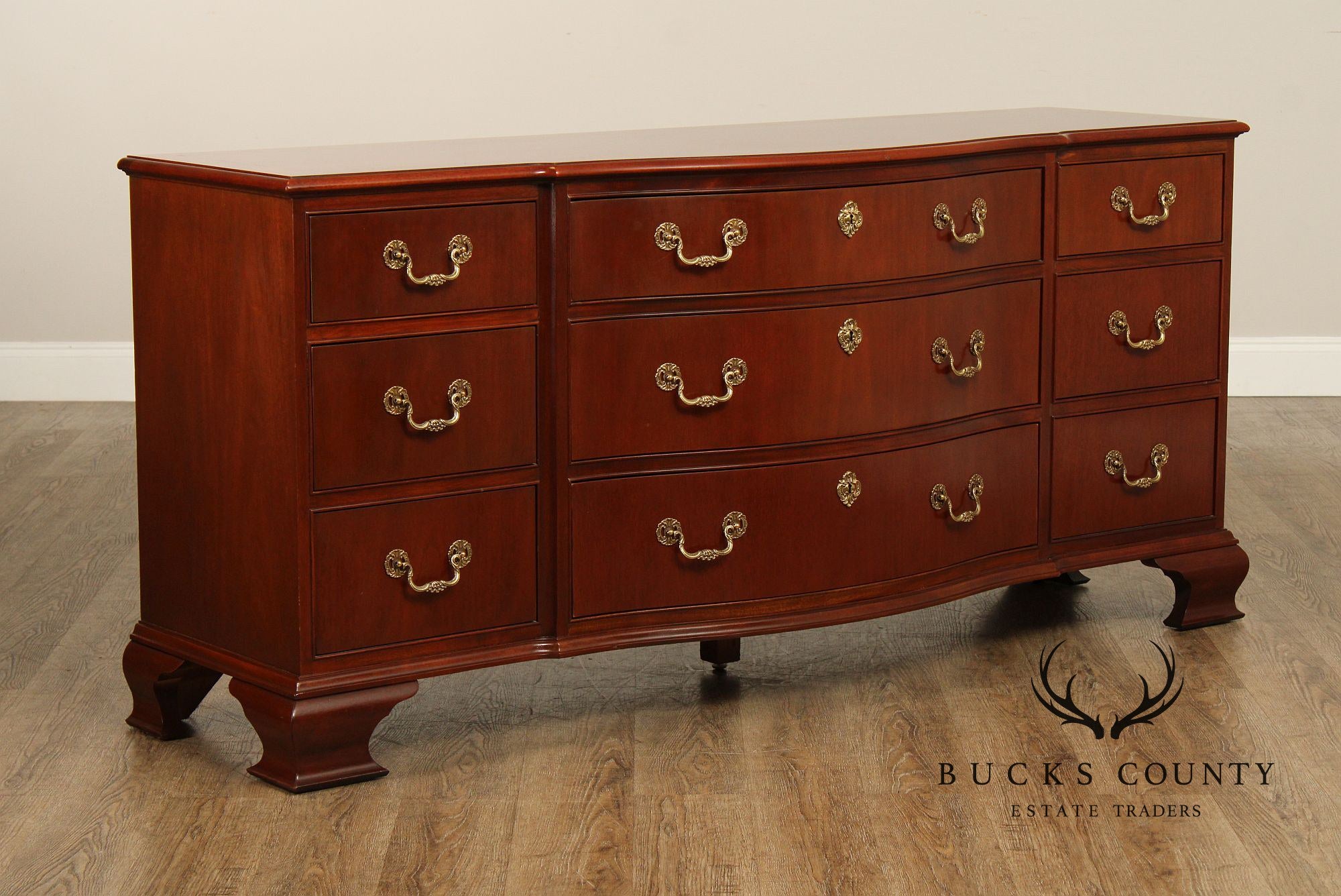 Baker Georgian Style Mahogany Triple Chest of Drawers