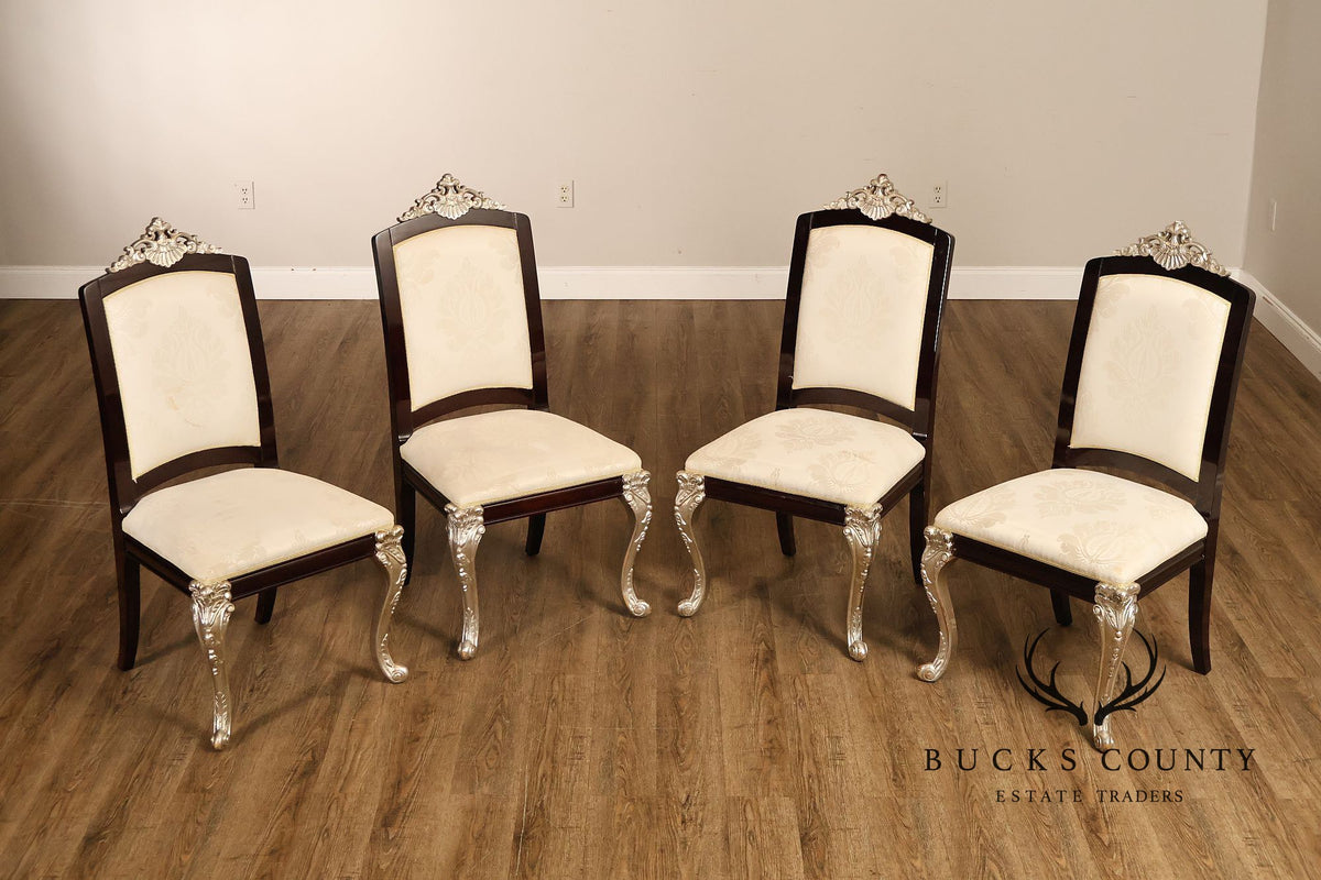 Rococo Style Set of Four Silver Gilt Dining Chairs