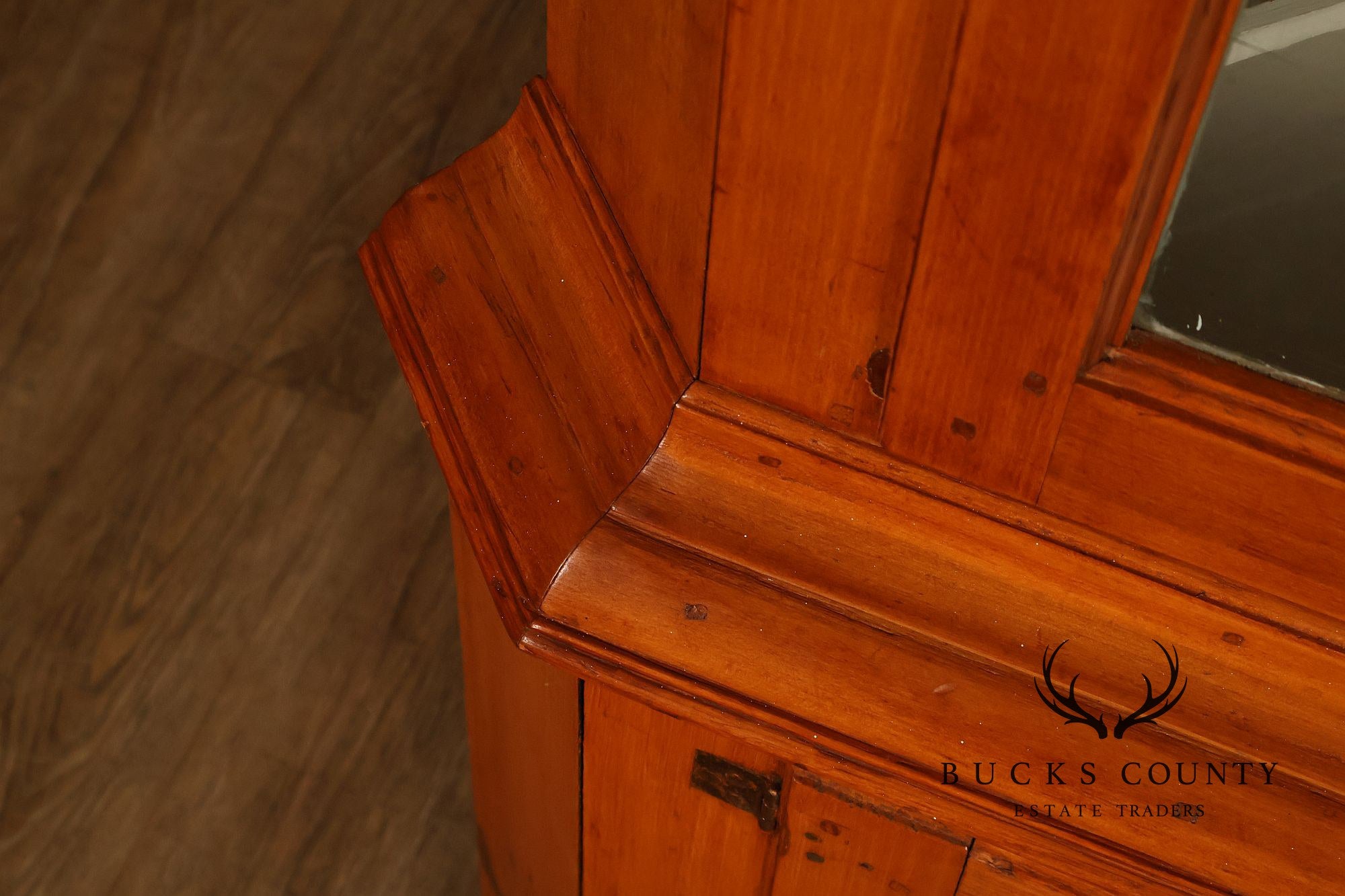 Antique Primitive Pine Single Door Corner Cabinet