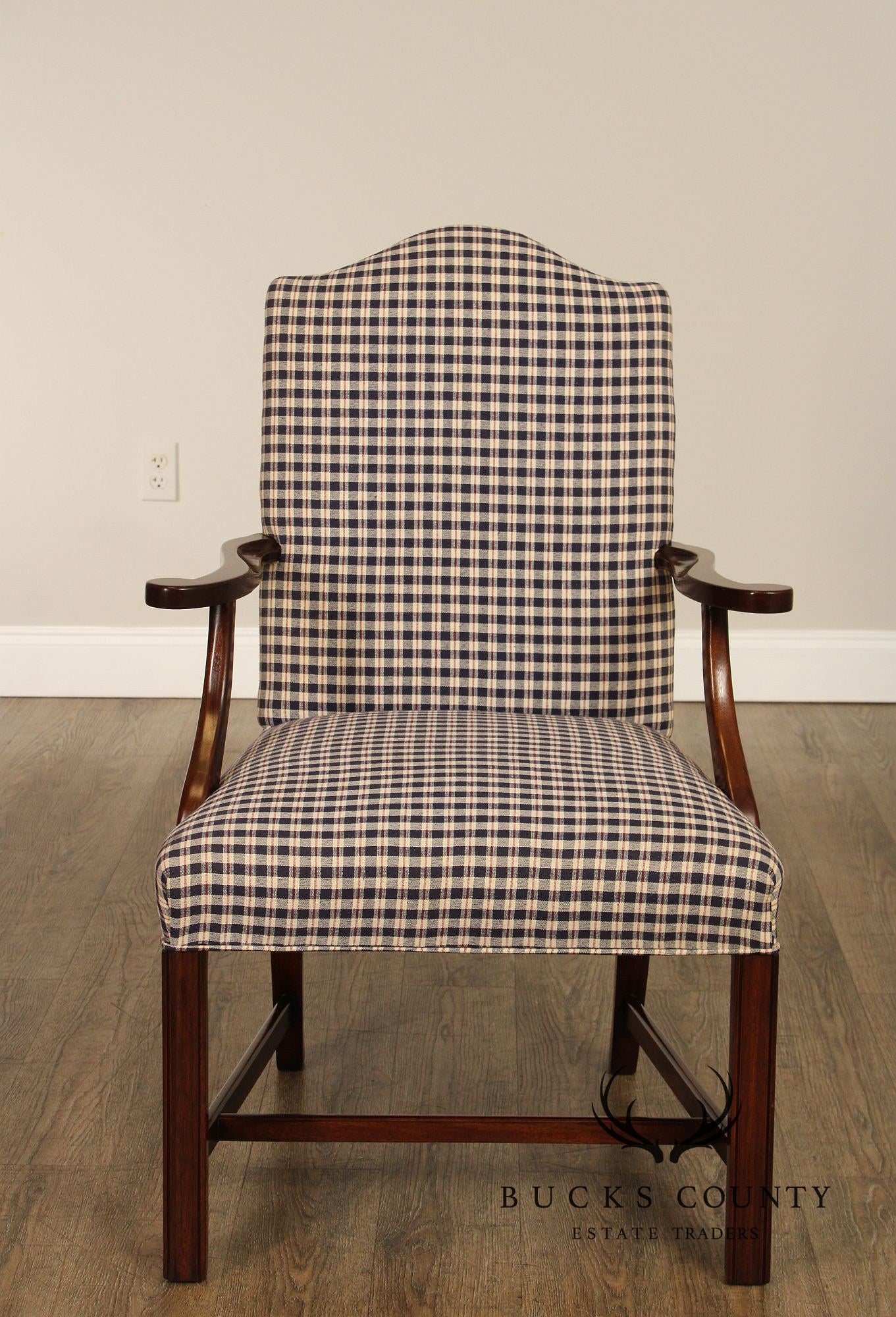 Chippendale Style Carved Mahogany Library Armchair, Most Likely By Hickory Chair (Not Labeled)