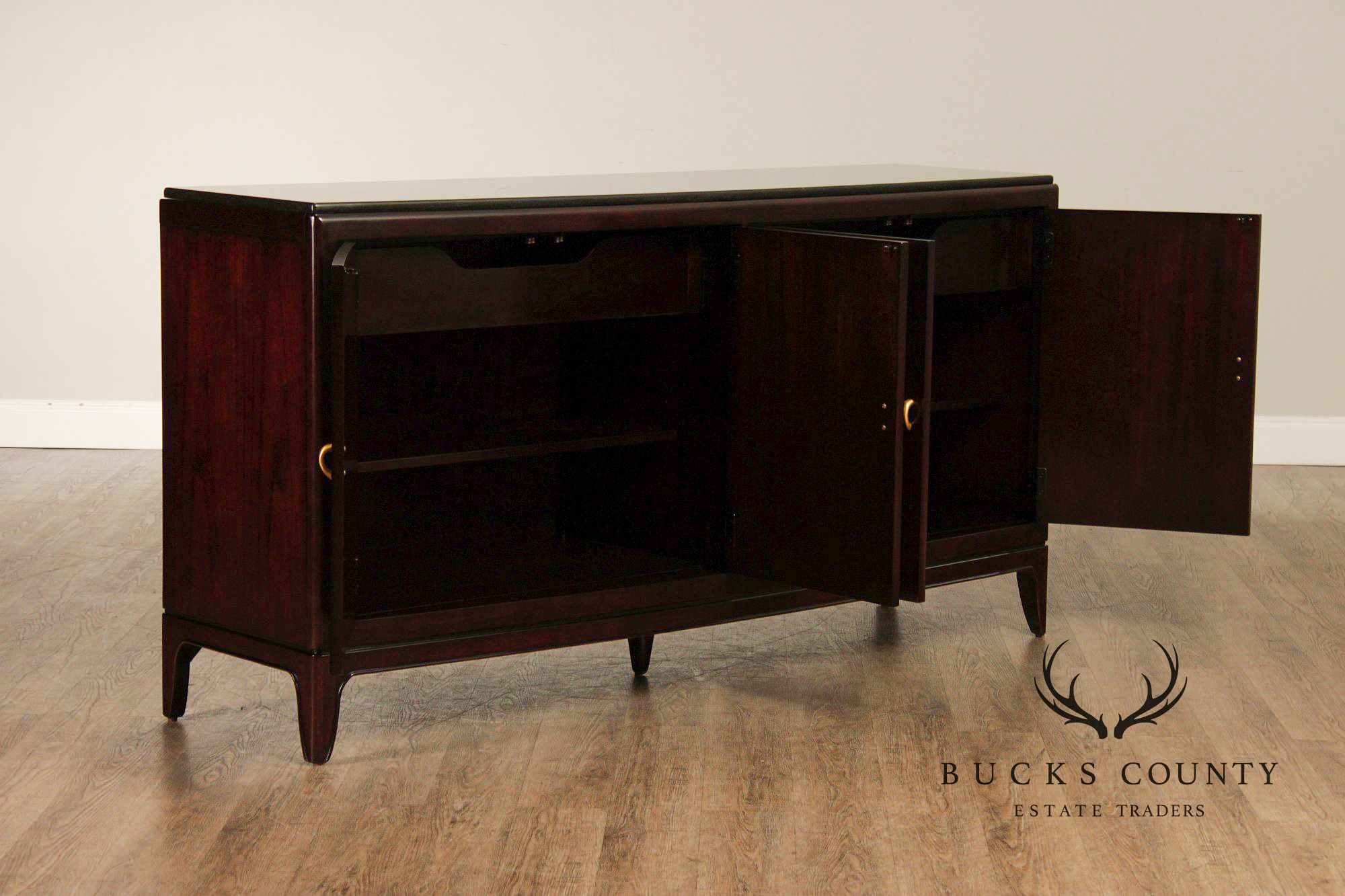 Thomasville Modern Art Deco Style Granite Top Buffet Sideboard