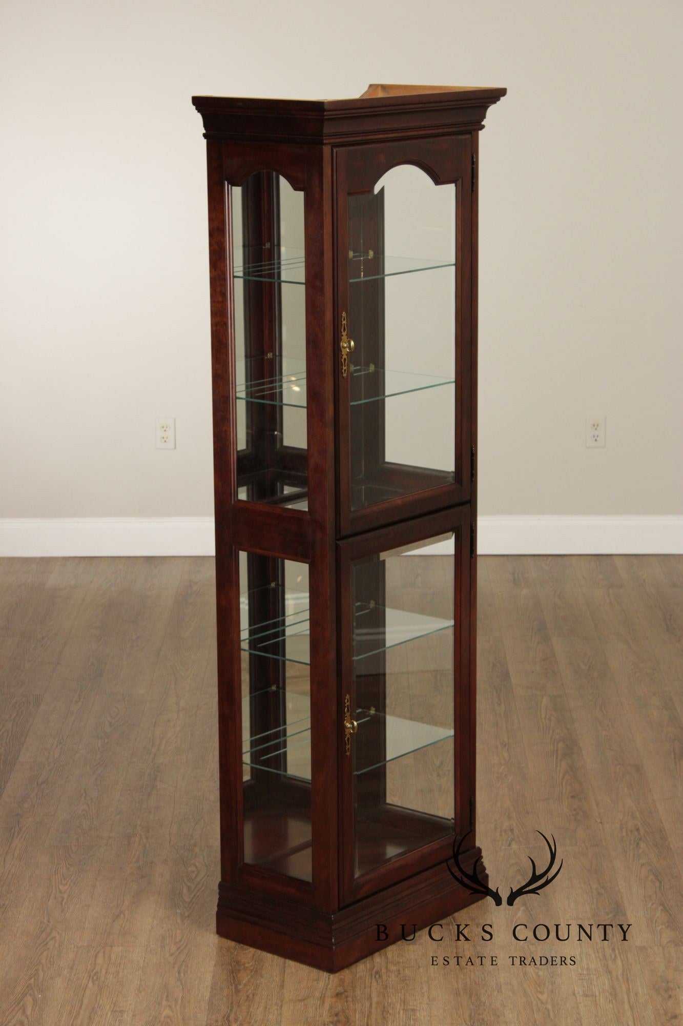 Jasper Traditional Cherry and Beveled Glass Display Cabinet
