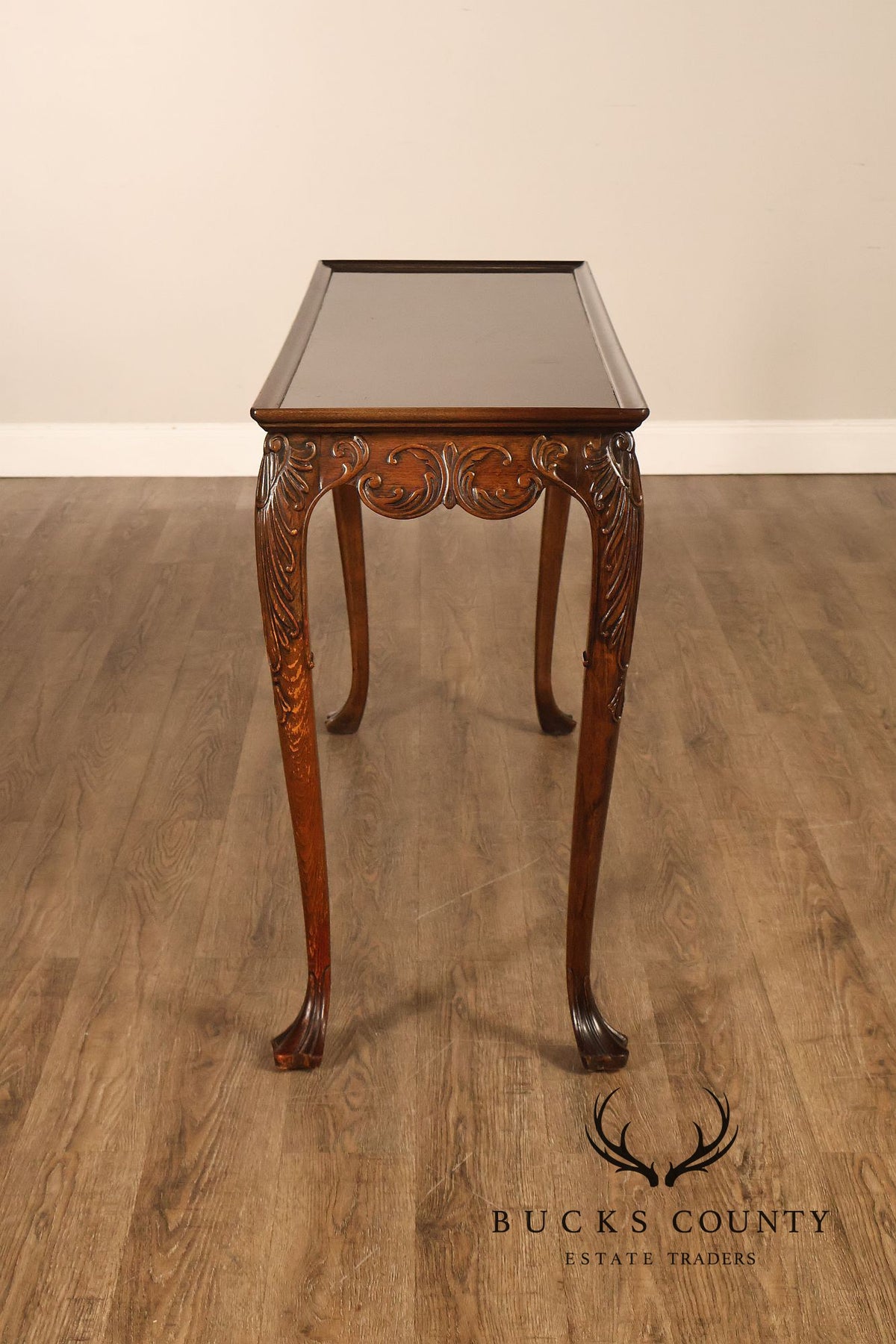 Narrow Irish Georgian Style Carved Mahogany Console Table