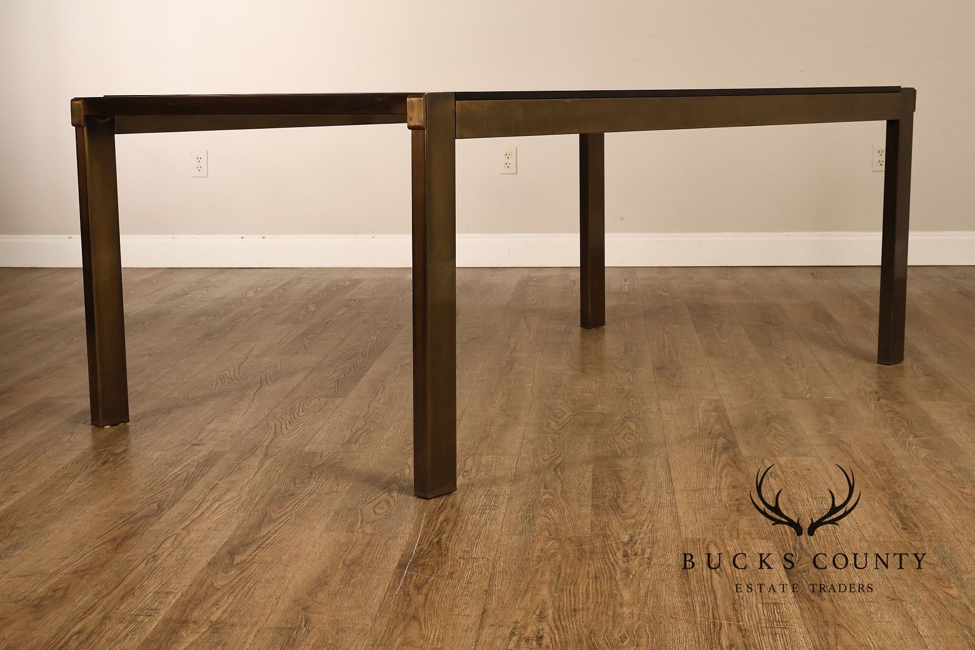 John Stuart Bronze Finish Glass Top Extendable Dining Table