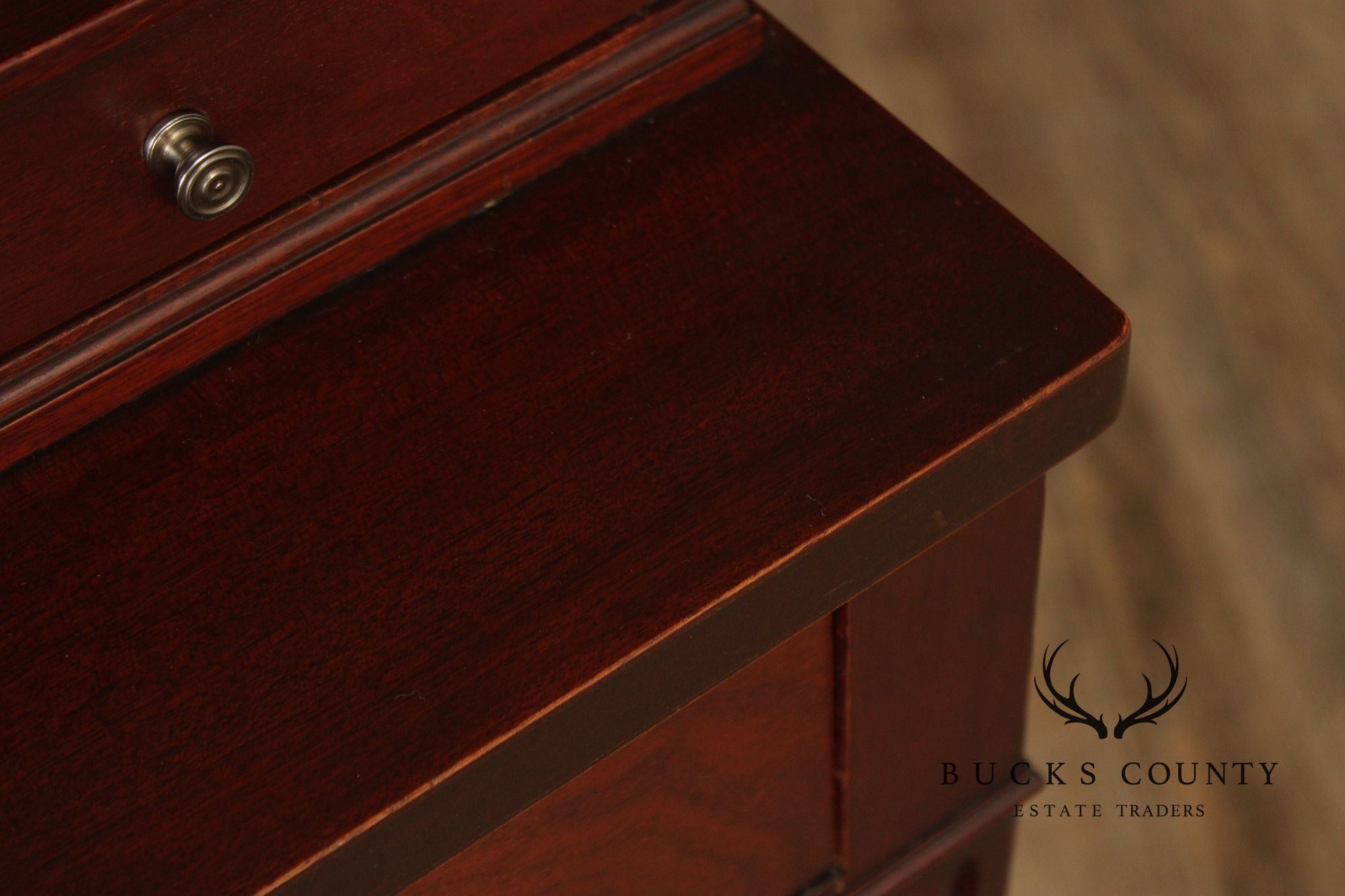 1940's Federal Style Mahogany Carlton House Desk With Tambour Doors