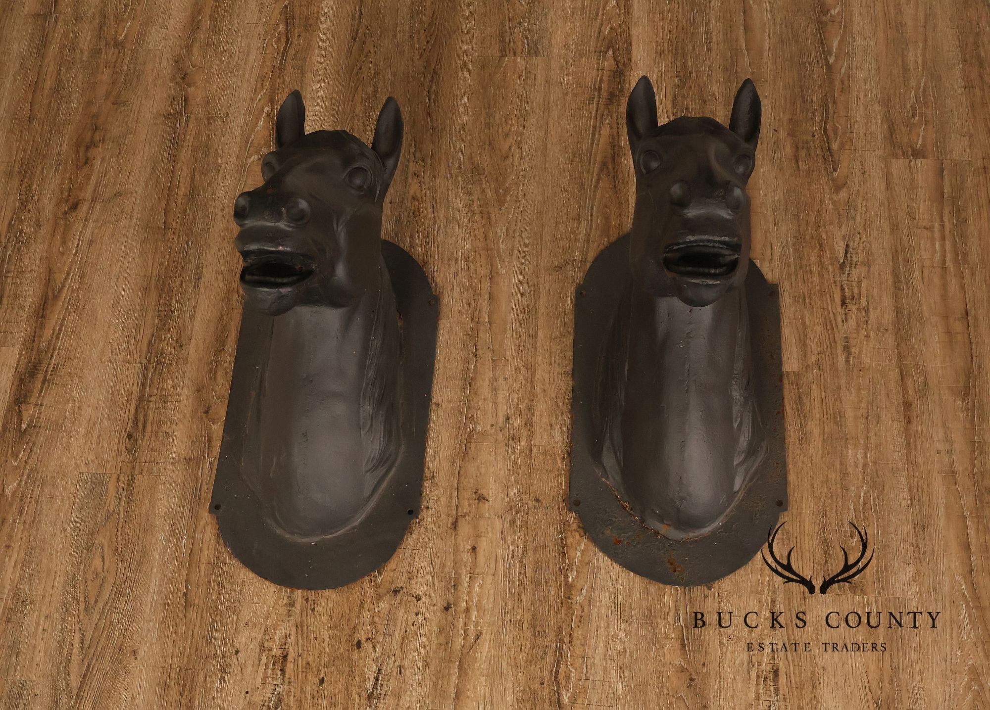 Pair of Cast Iron Horse Head Wall Decor