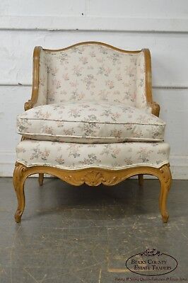 French Louis XV Custom Upholstered Carved Frame Wide Seat Bergere Lounge Chair