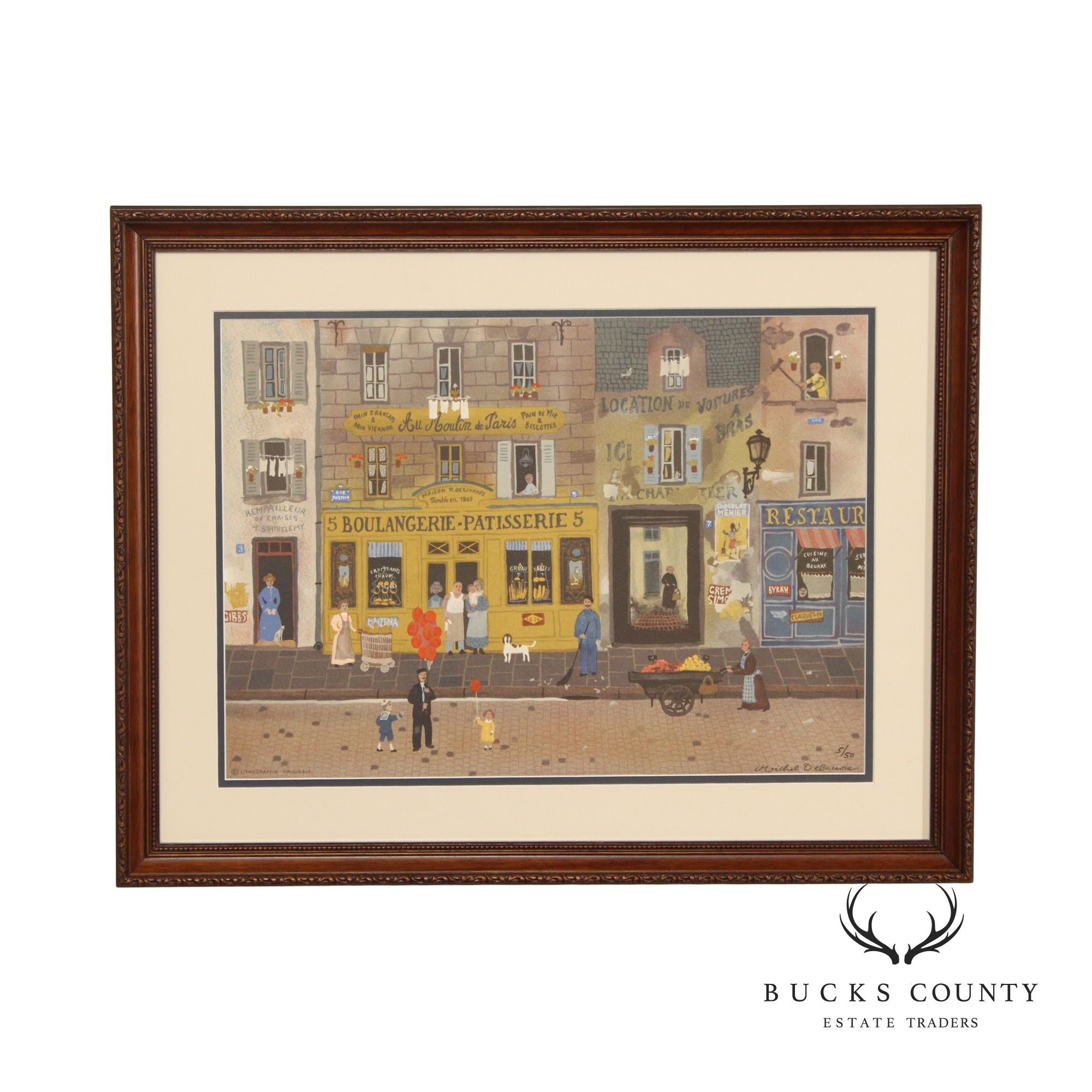 Michel Delacroix 'Au Moulin de Paris' Framed Original Lithograph