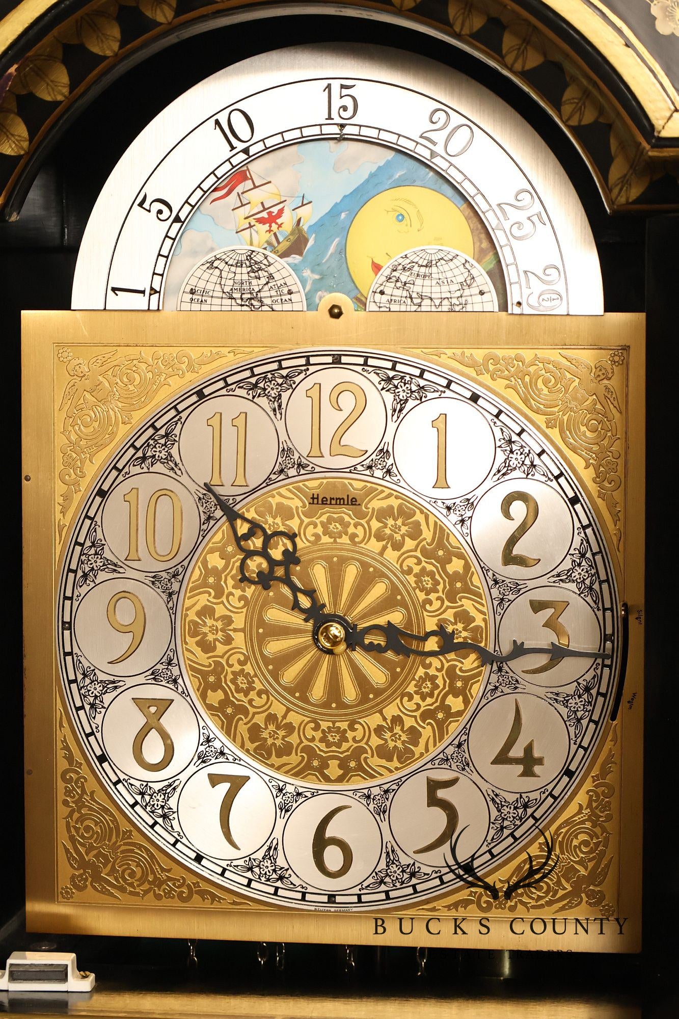 Hermle Chinoiserie Style Tall Case Grandfather Clock