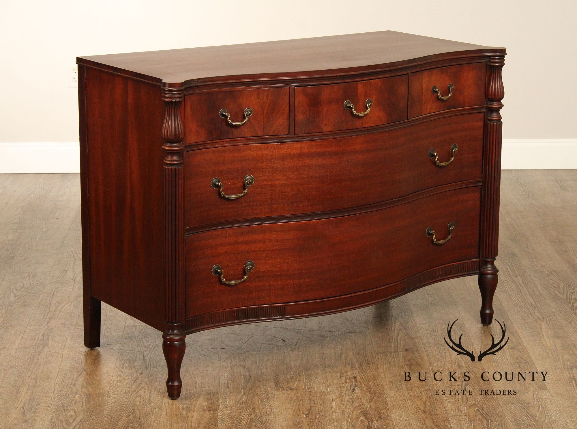 1940's Vintage Mahogany Serpentine Chest of Drawers