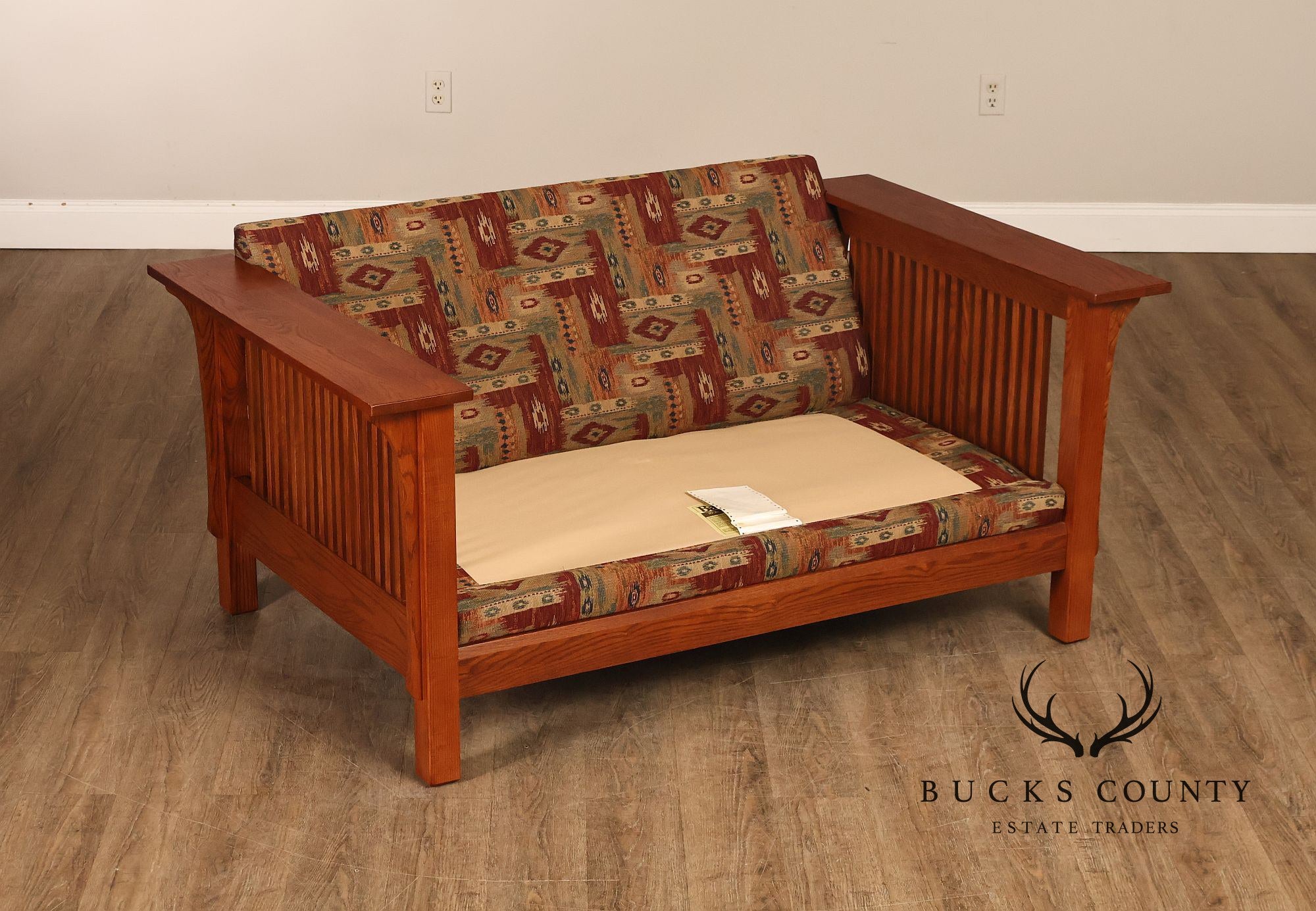 Bassett Furniture Mission Style Oak Spindle Settee