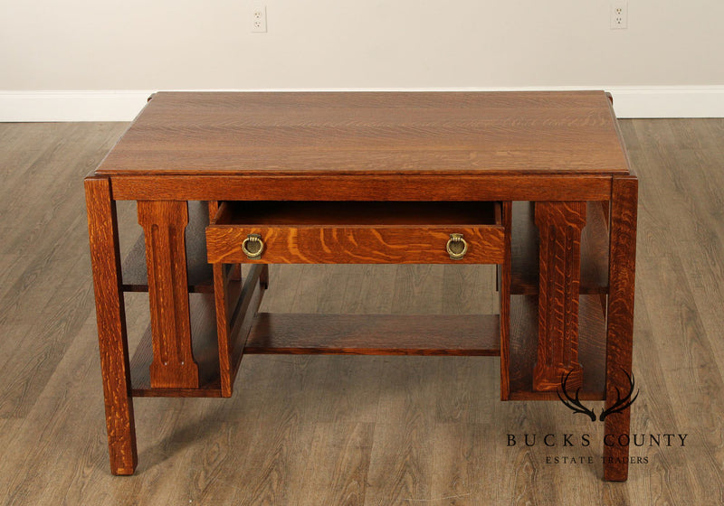 Antique Arts & Crafts Mission Oak Writing Desk