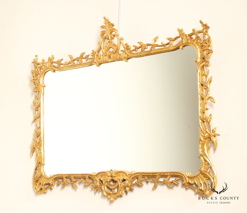 French Rococo Style Vintage Large Giltwood Frame Over Mantle Mirror