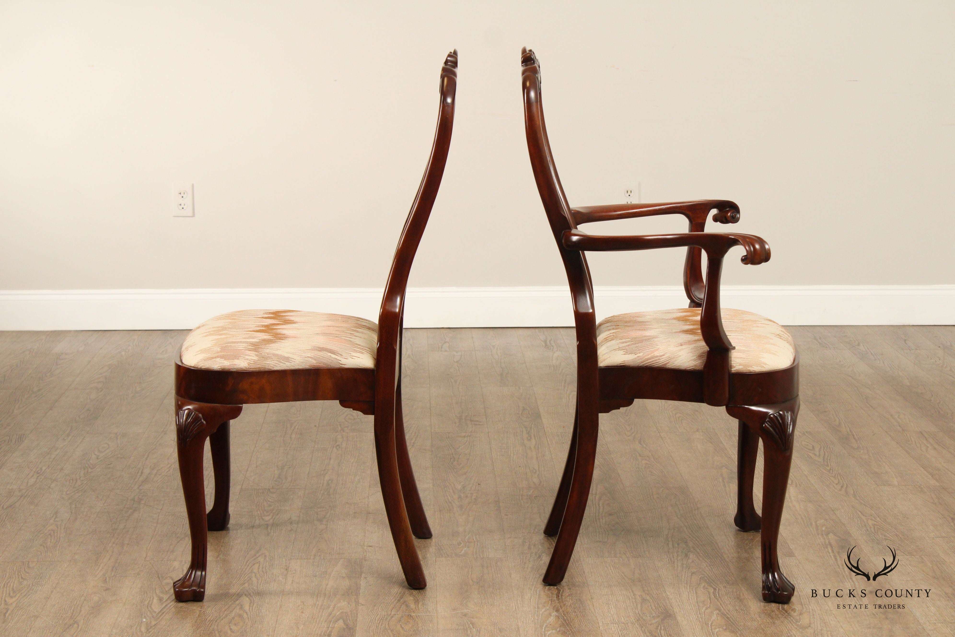 Councill Queen Anne Style Set of Eight Mahogany Dining Chairs