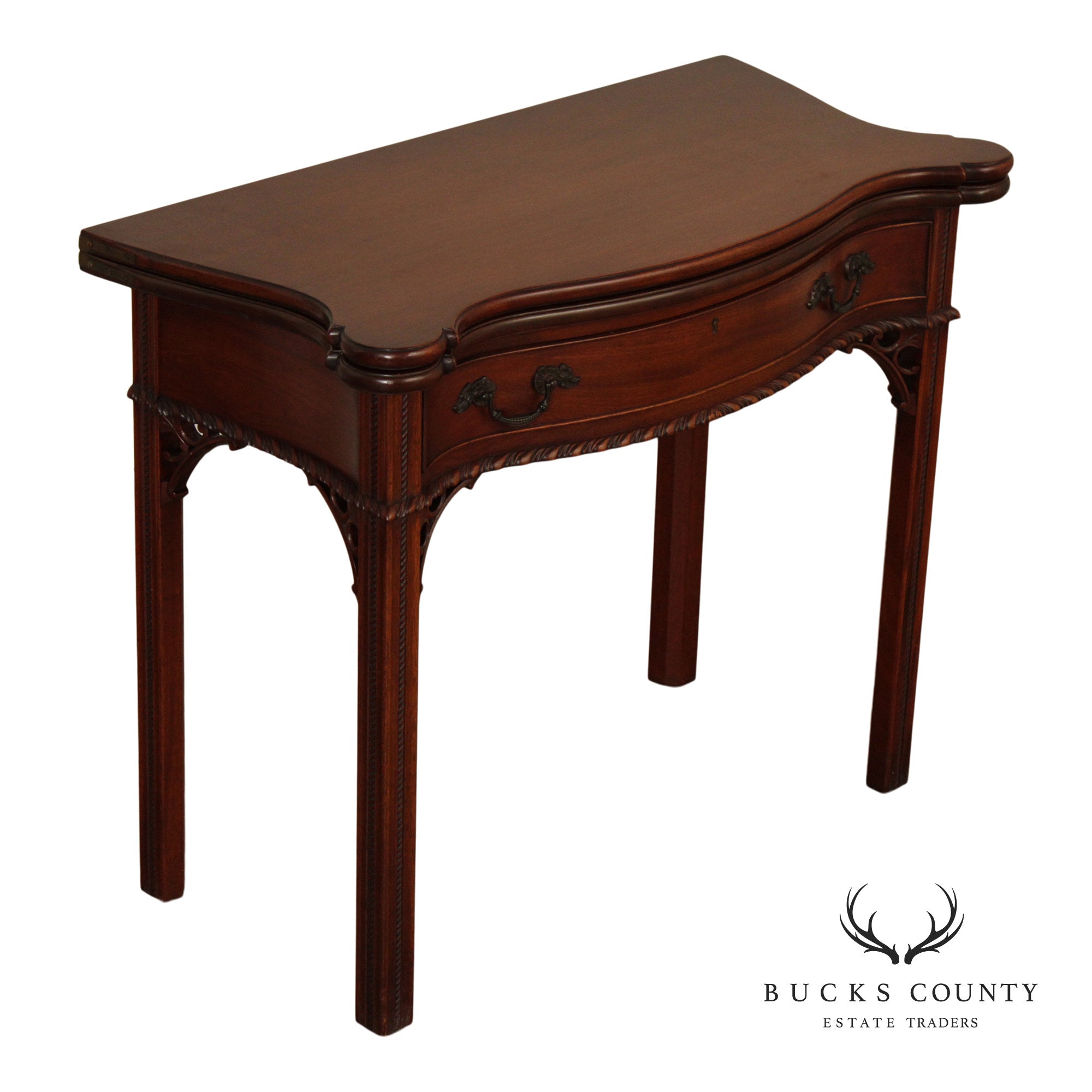 1940's Chippendale Style Mahogany Flip Top Card Table