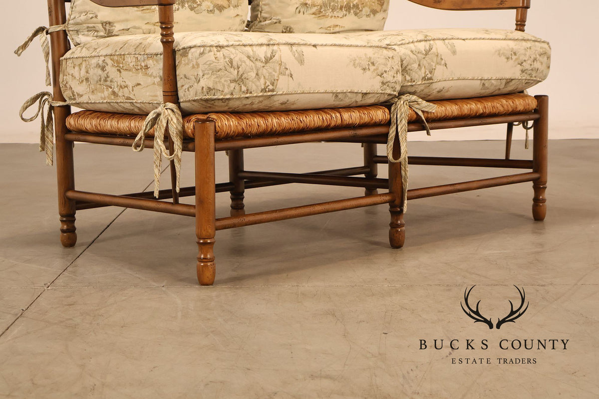 French Country Style Ladder Back Rush Seat Settee