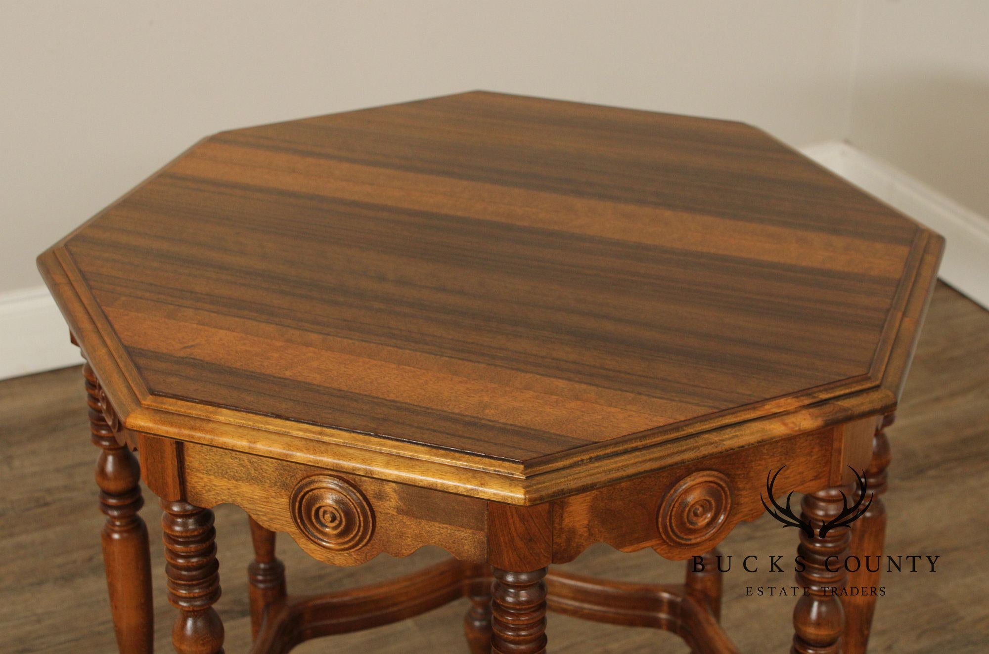 1920's Vintage Walnut Octagonal Side Table