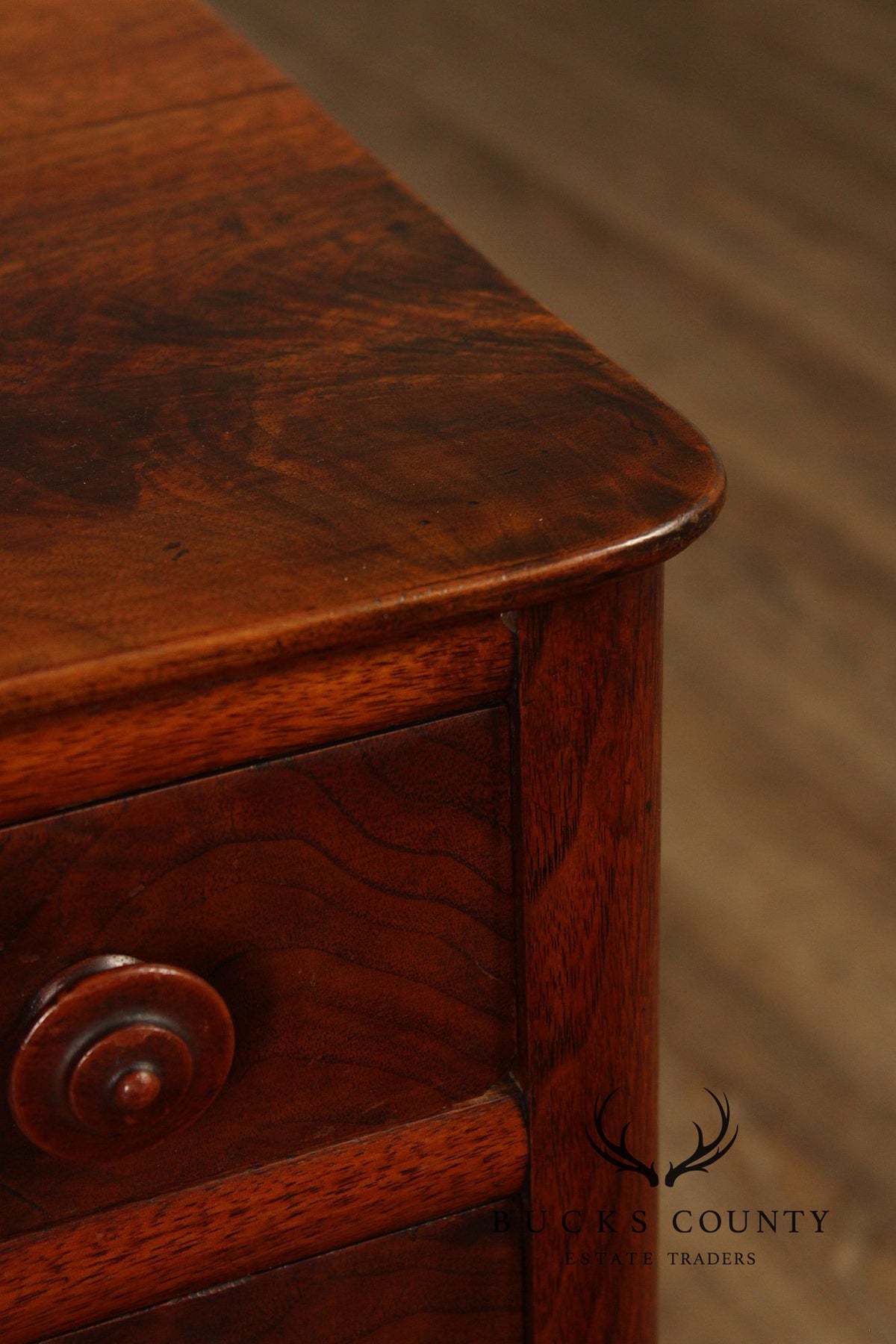 Antique American Empire Mahogany Lyre Form Two-Drawer Work Table