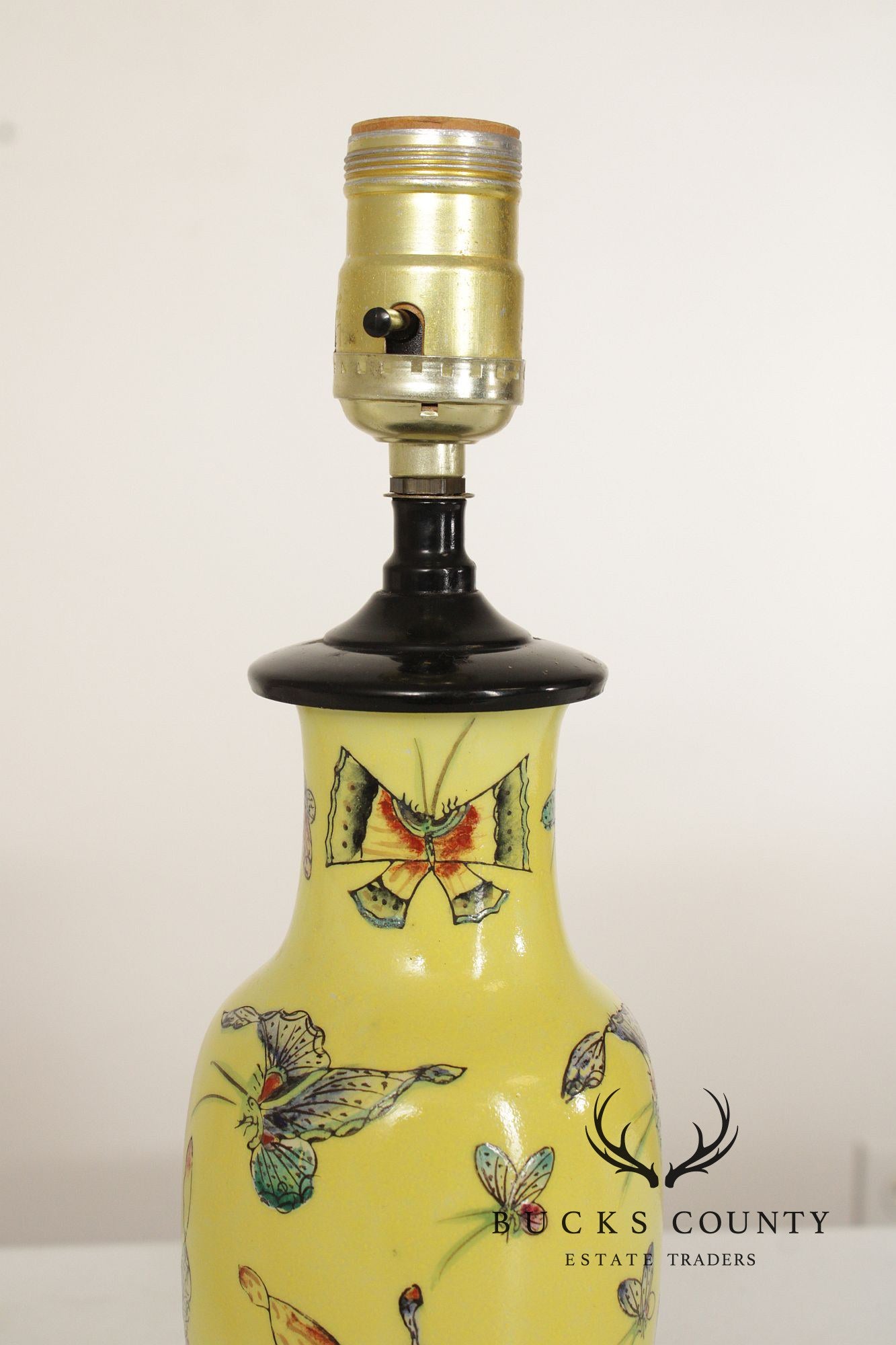 Chinese Pair of Famille Jaune Porcelain Table Lamps