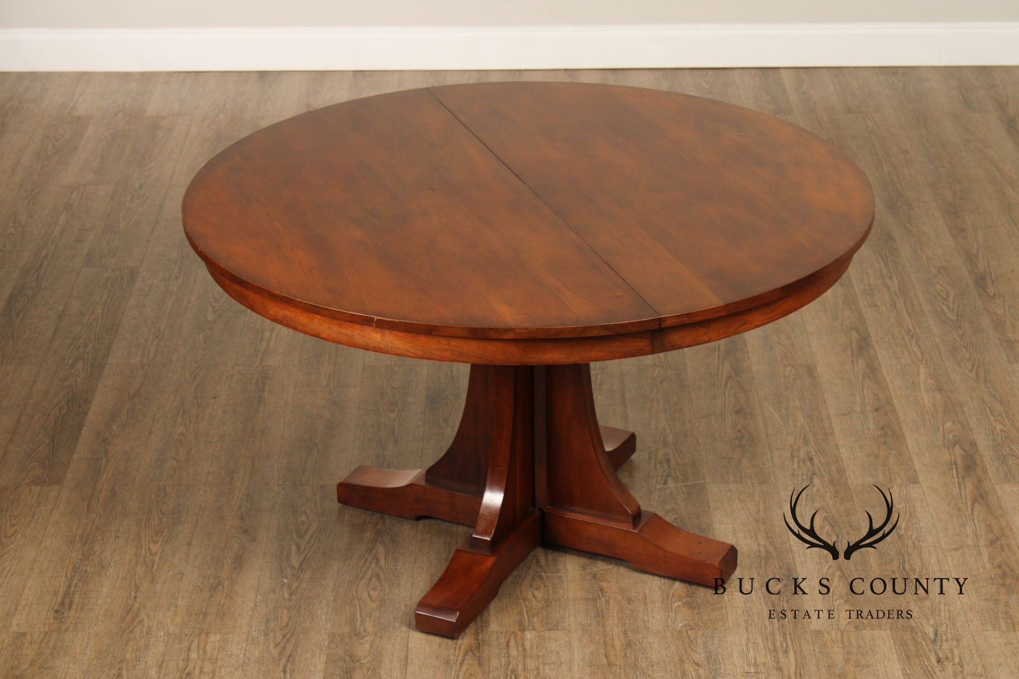 Stickley Mission Collection Round Cherry Expandable Pedestal Dining Table