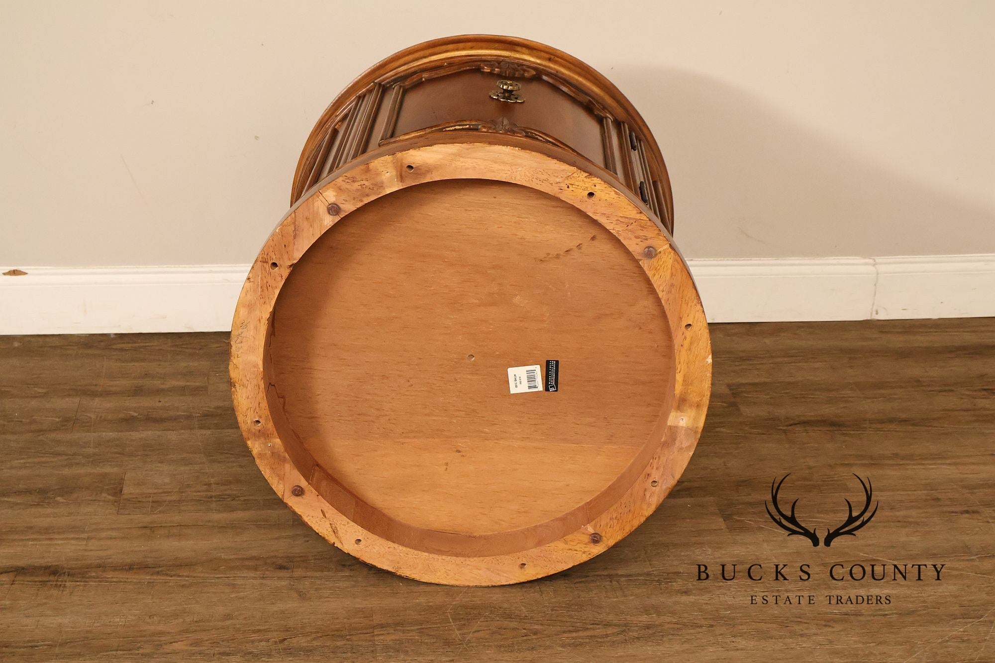 Bernhardt French Regency Style Marble Top Round Cabinet Drum Table