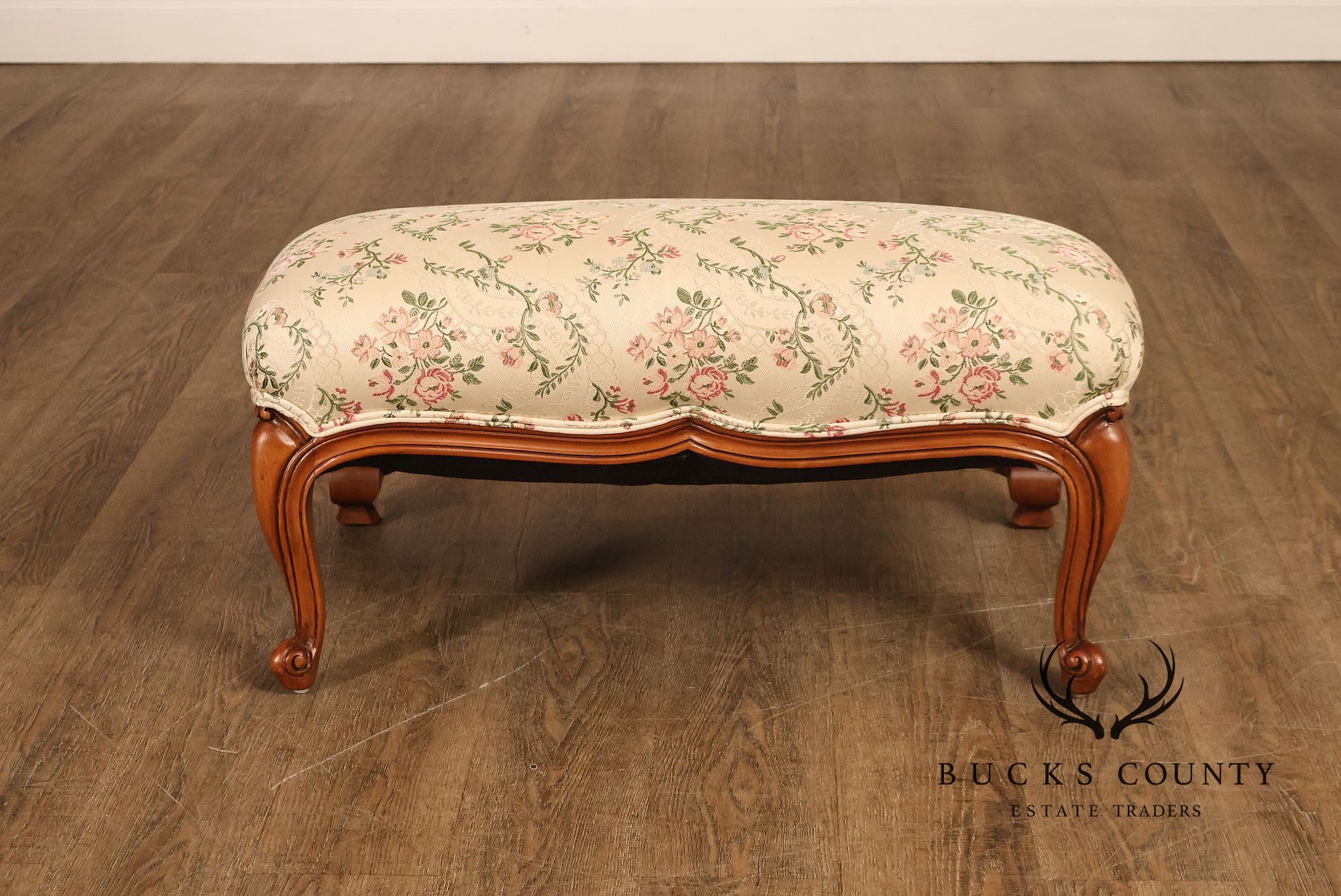 French Louis XV Style Two Piece Chaise Lounge Chair With Ottoman