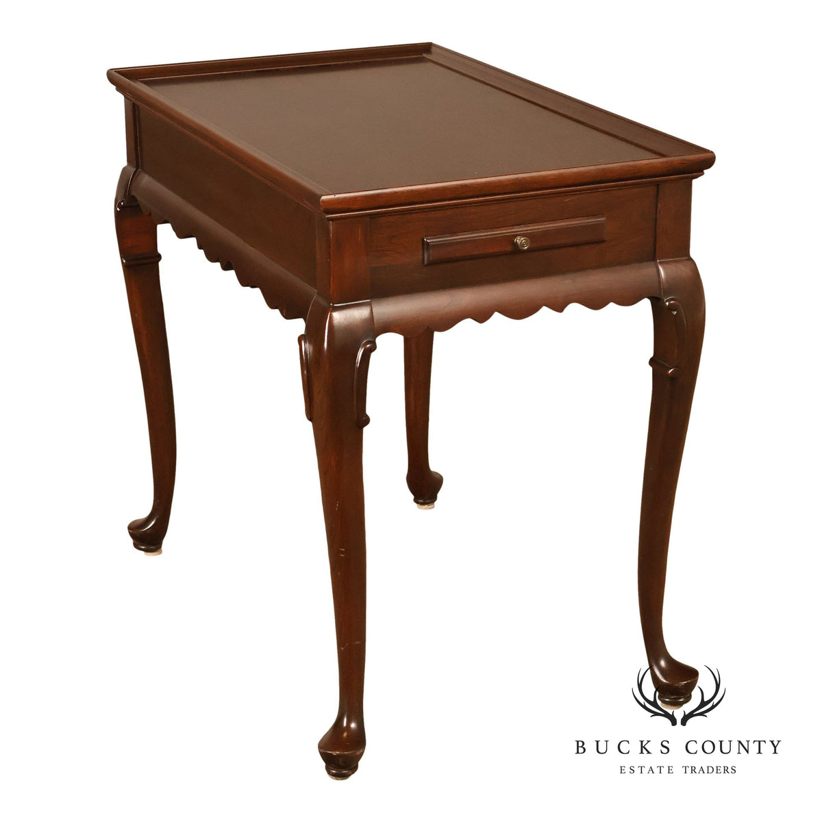 Ethan Allen Georgian Court Cherry Queen Anne Side Table With Pull-Out Slides