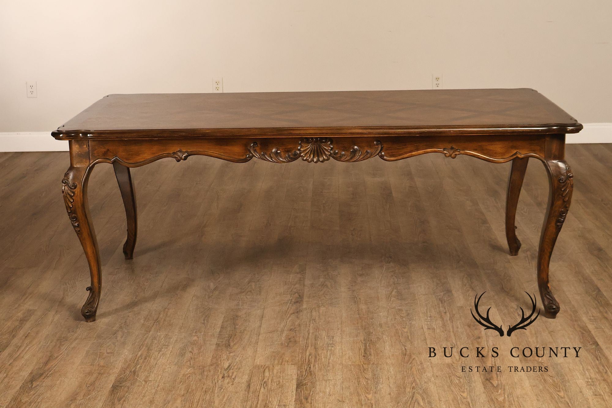 French Country Parquetry Top Expandable Dining Table